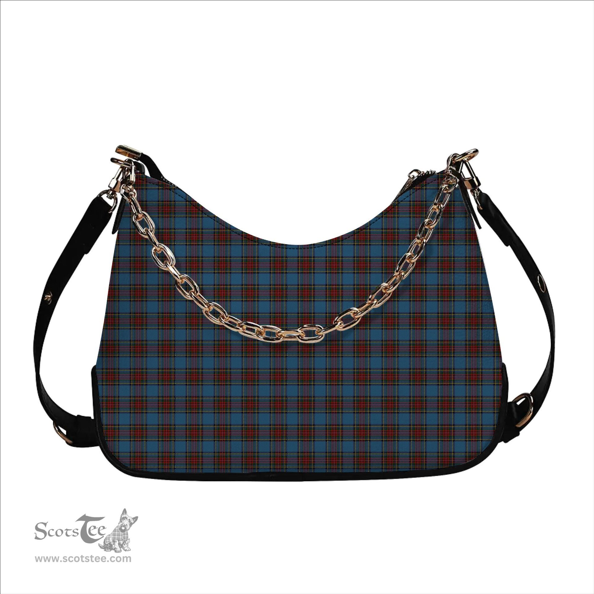 ScotsTee Shop Scottish Stewart Royal Blue Tartan Handbag Women's Shoulder Bag With Chain