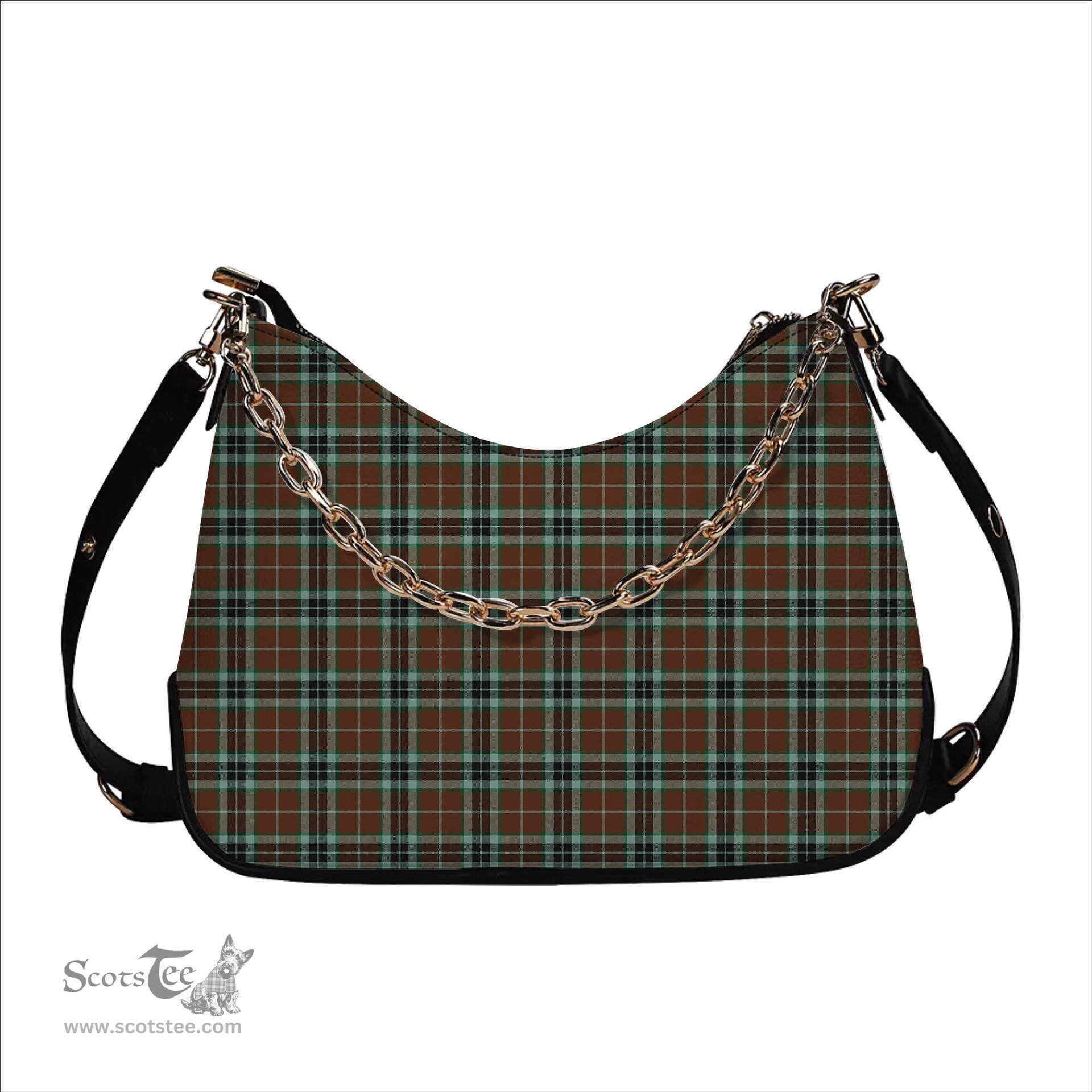 ScotsTee Shop Scottish Thomson Hunting Modern Tartan Handbag Women's Shoulder Bag With Chain