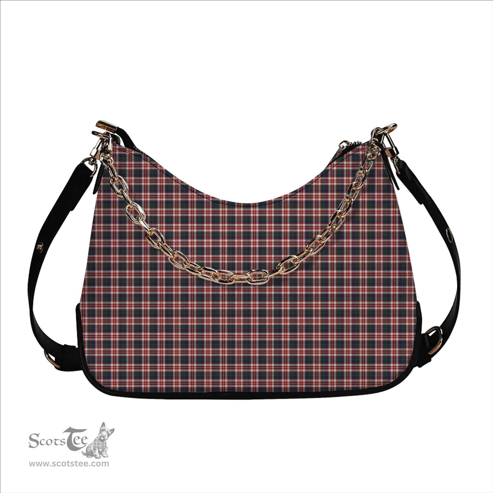 ScotsTee Shop Scottish Robertson Dress #2 Modern Tartan Handbag Women's Shoulder Bag With Chain