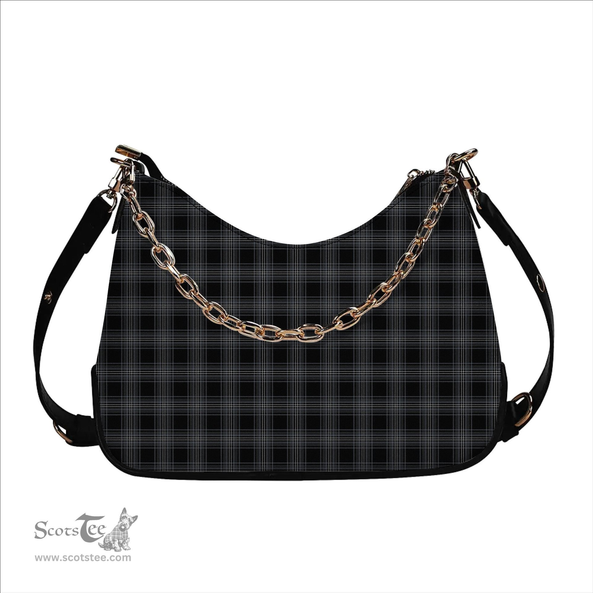 ScotsTee Shop Scottish Stewart Mourning Originaux Modern Clan Tartan Handbag Women's Shoulder Bag With Chain