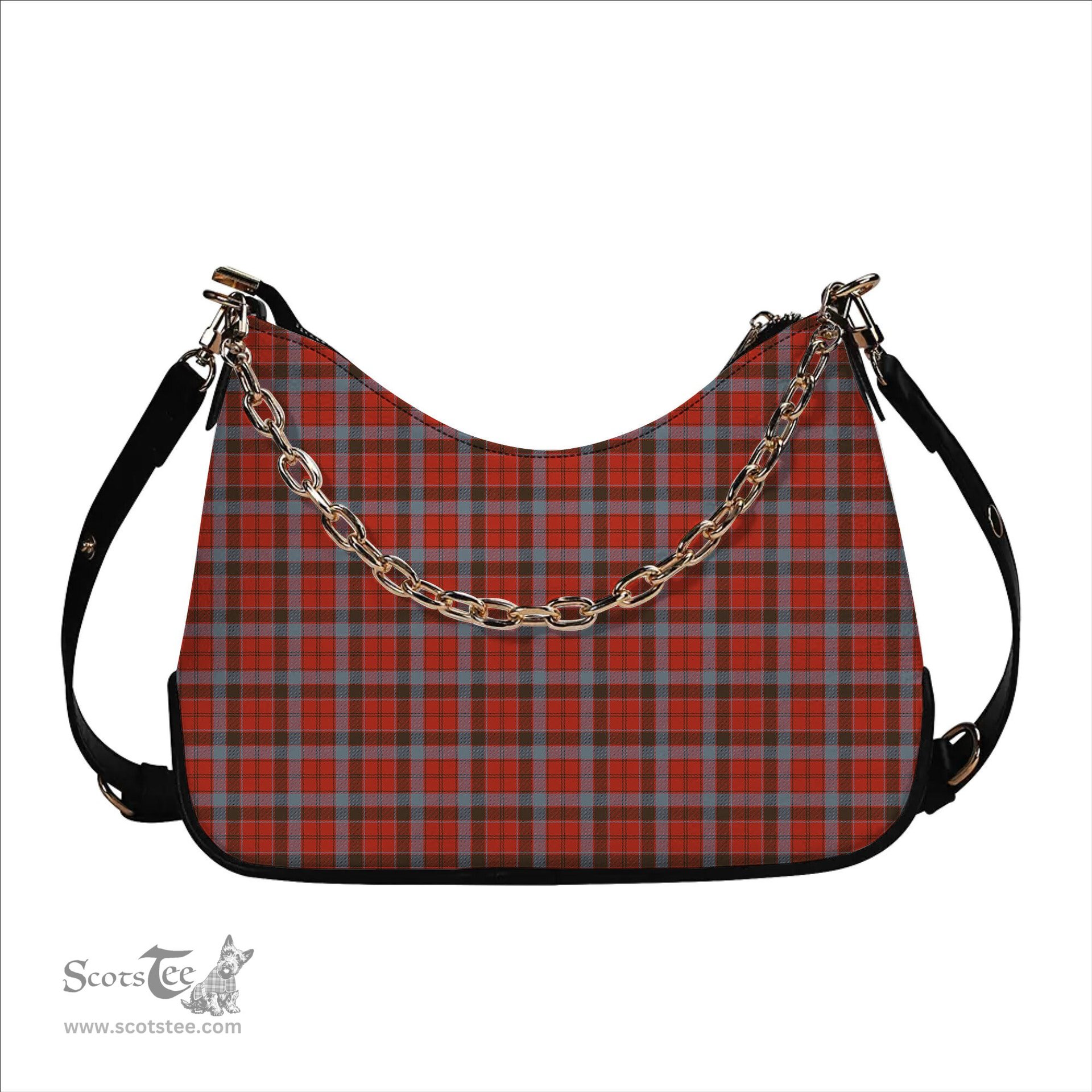 ScotsTee Shop Scottish Robertson Weathered Tartan Handbag Women's Shoulder Bag With Chain