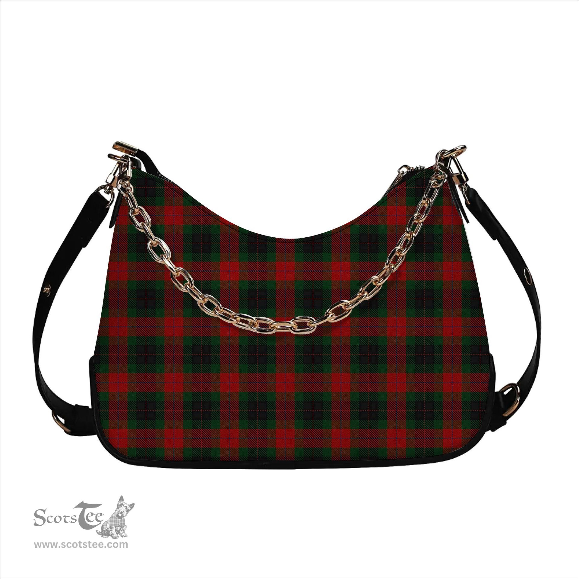 ScotsTee Shop Scottish Skene of Cromar Black Tartan Handbag Women's Shoulder Bag With Chain