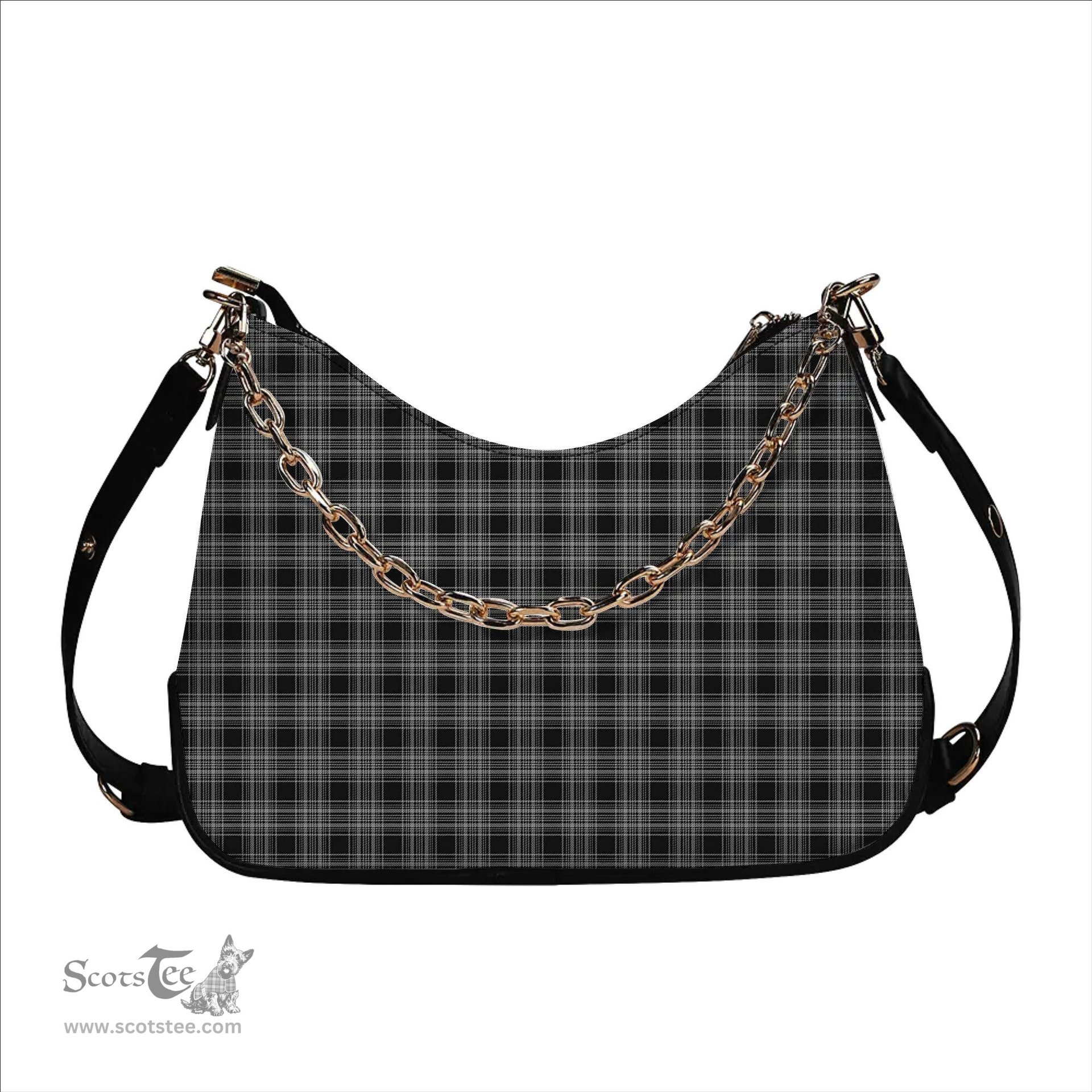 ScotsTee Shop Scottish Stewart Mourning 3 Tartan Handbag Women's Shoulder Bag With Chain