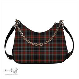 ScotsTee Shop Scottish Stewart Black Tartan Handbag Women's Shoulder Bag With Chain