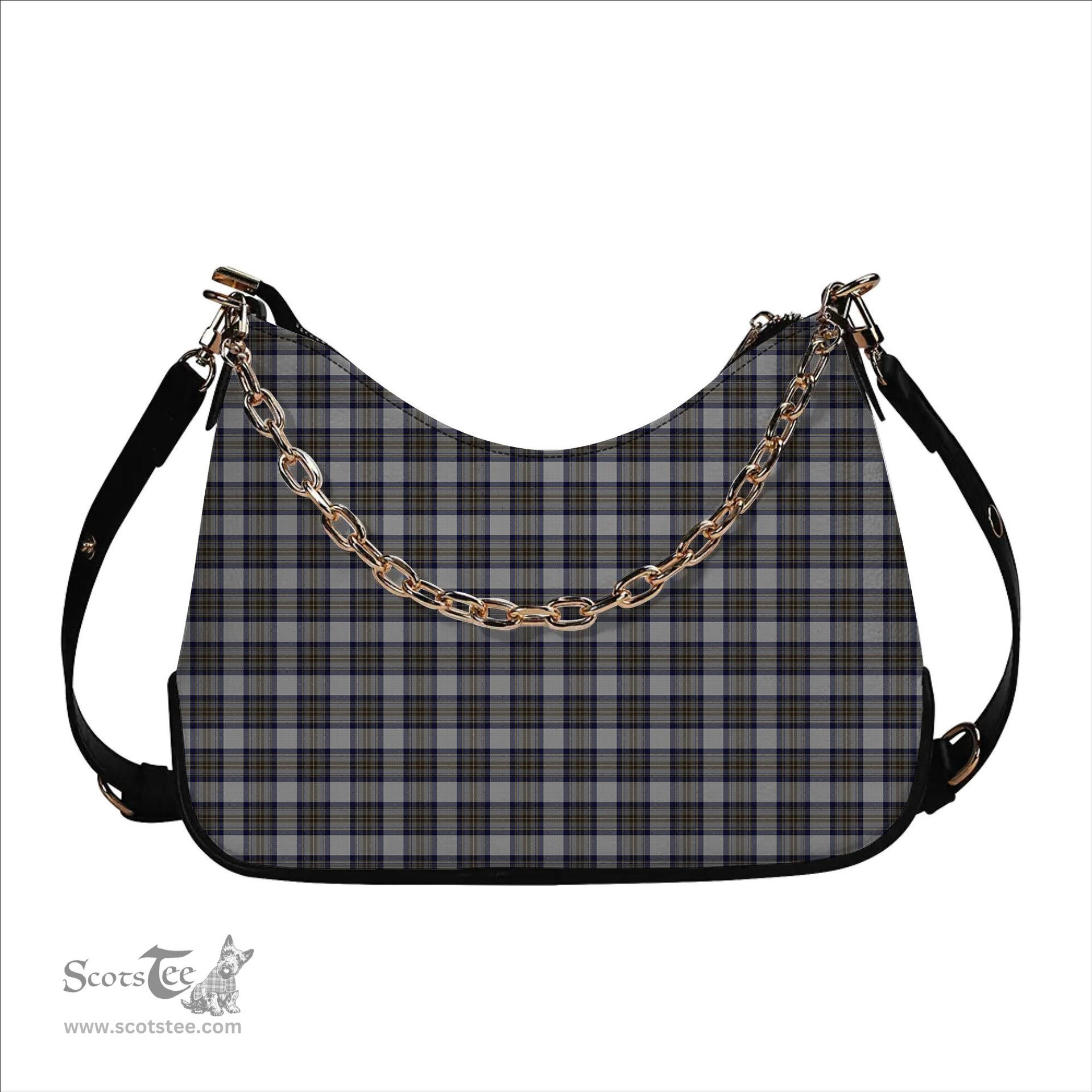 ScotsTee Shop Scottish Stewart Dress Blue Tartan Handbag Women's Shoulder Bag With Chain
