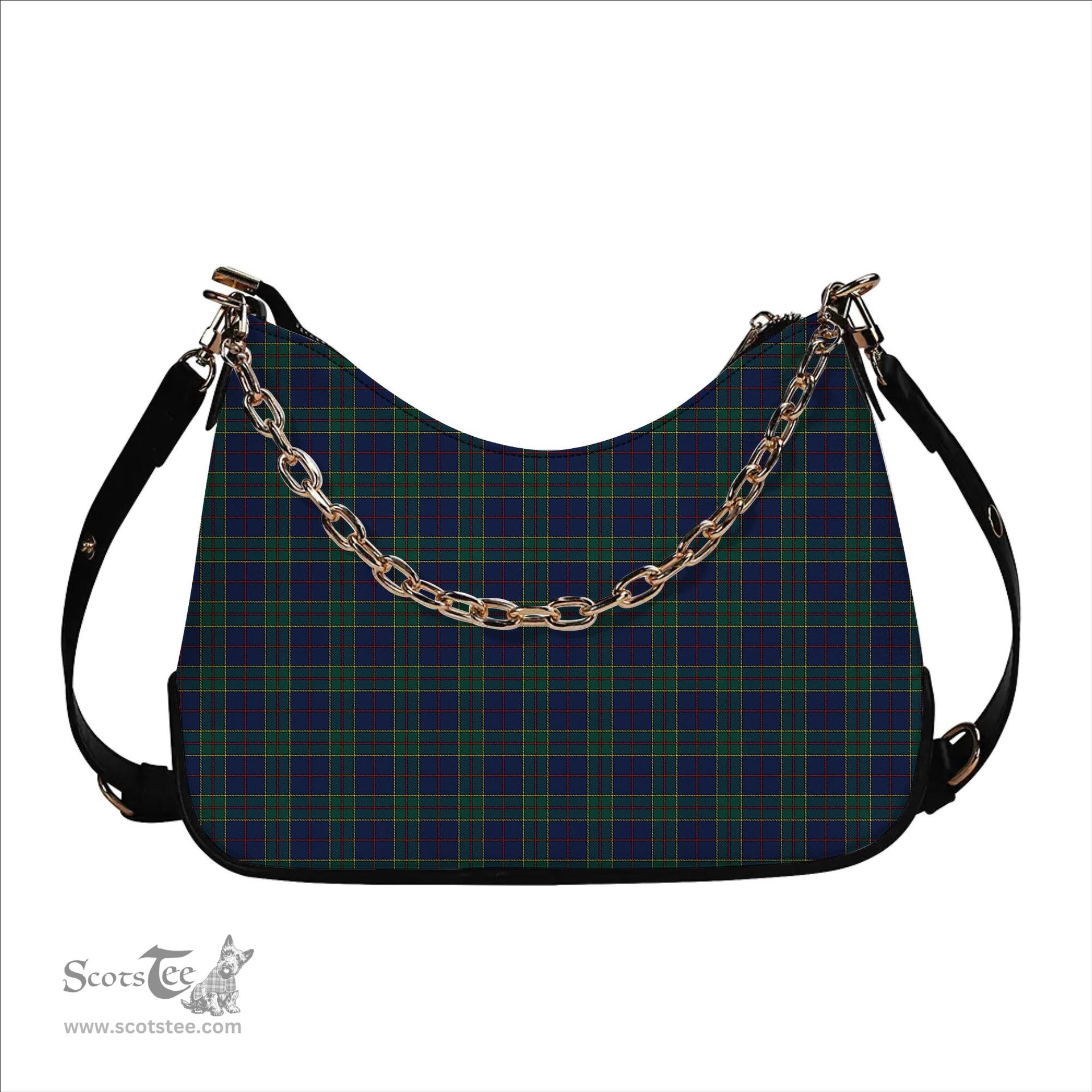 ScotsTee Shop Scottish Strachan Modern Tartan Handbag Women's Shoulder Bag With Chain
