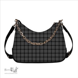 ScotsTee Shop Scottish Scott Black and White Tartan Handbag Women's Shoulder Bag With Chain