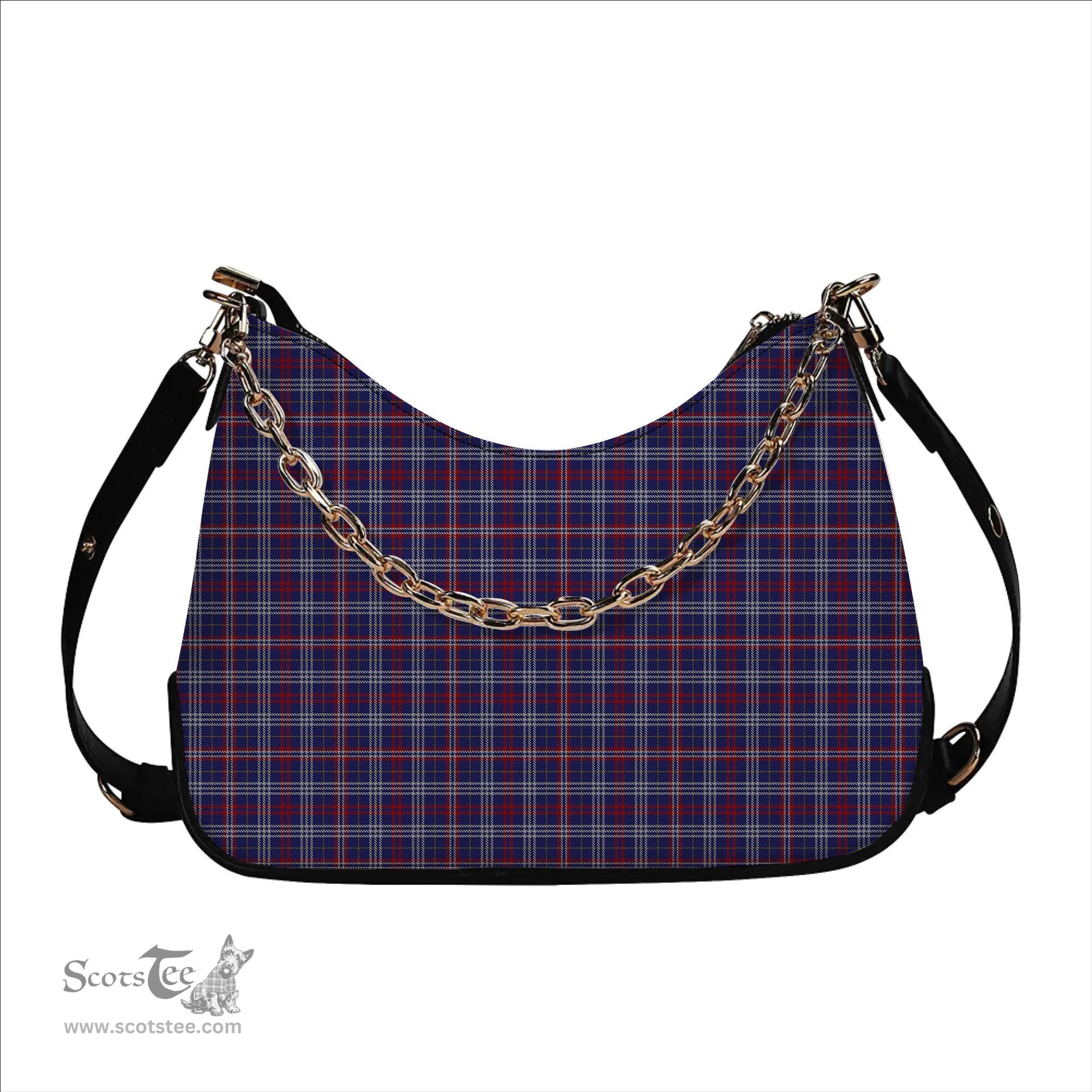ScotsTee Shop Scottish Parker USA Tartan Handbag Women's Shoulder Bag With Chain
