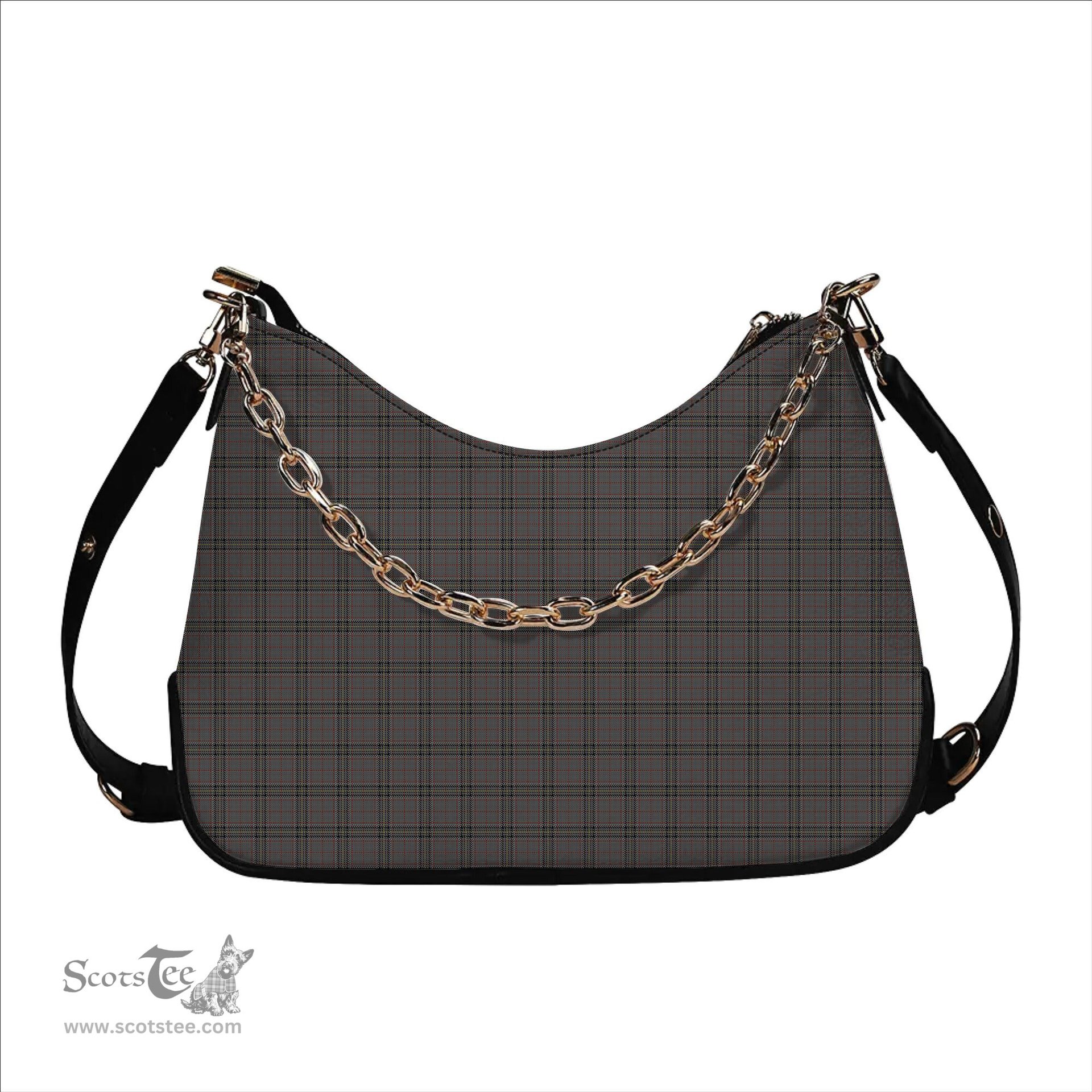 ScotsTee Shop Scottish Stewart Grey Tartan Handbag Women's Shoulder Bag With Chain