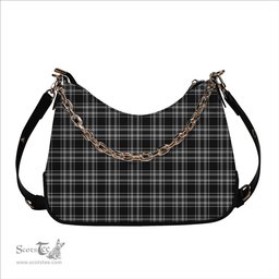 ScotsTee Shop Scottish Stewart Black and White Tartan Handbag Women's Shoulder Bag With Chain
