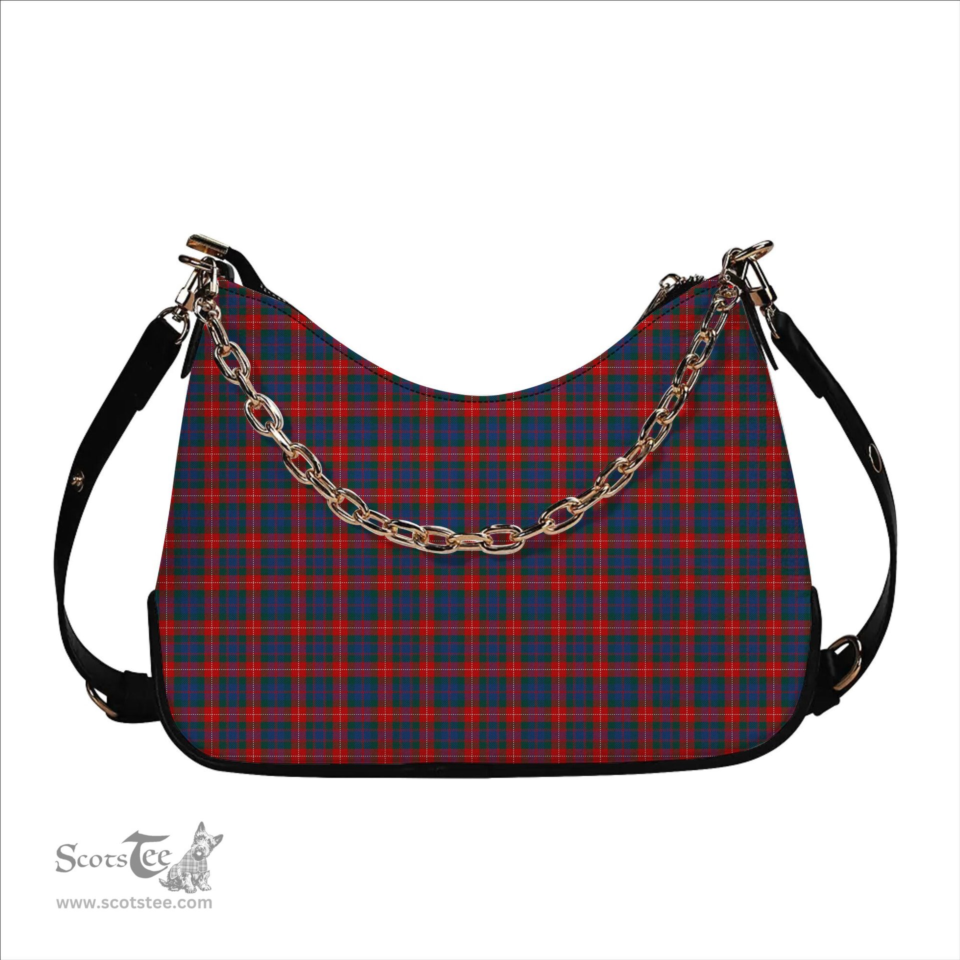 ScotsTee Shop Scottish Fraser of Lovat Modern Tartan Handbag Women's Shoulder Bag With Chain