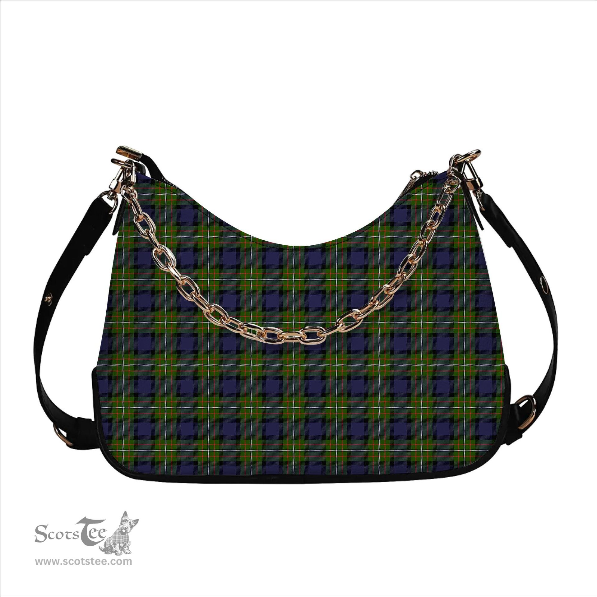ScotsTee Shop Scottish Fergusson Modern Tartan Handbag Women's Shoulder Bag With Chain