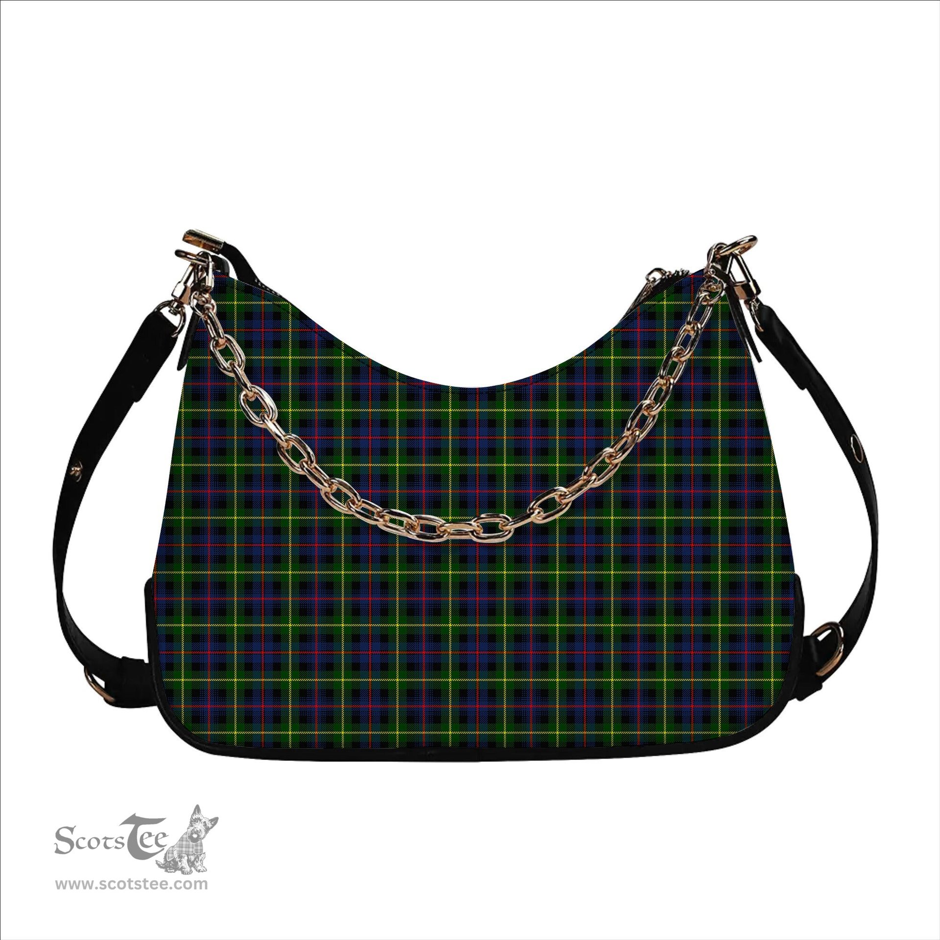 ScotsTee Shop Scottish Farquharson Modern Tartan Handbag Women's Shoulder Bag With Chain