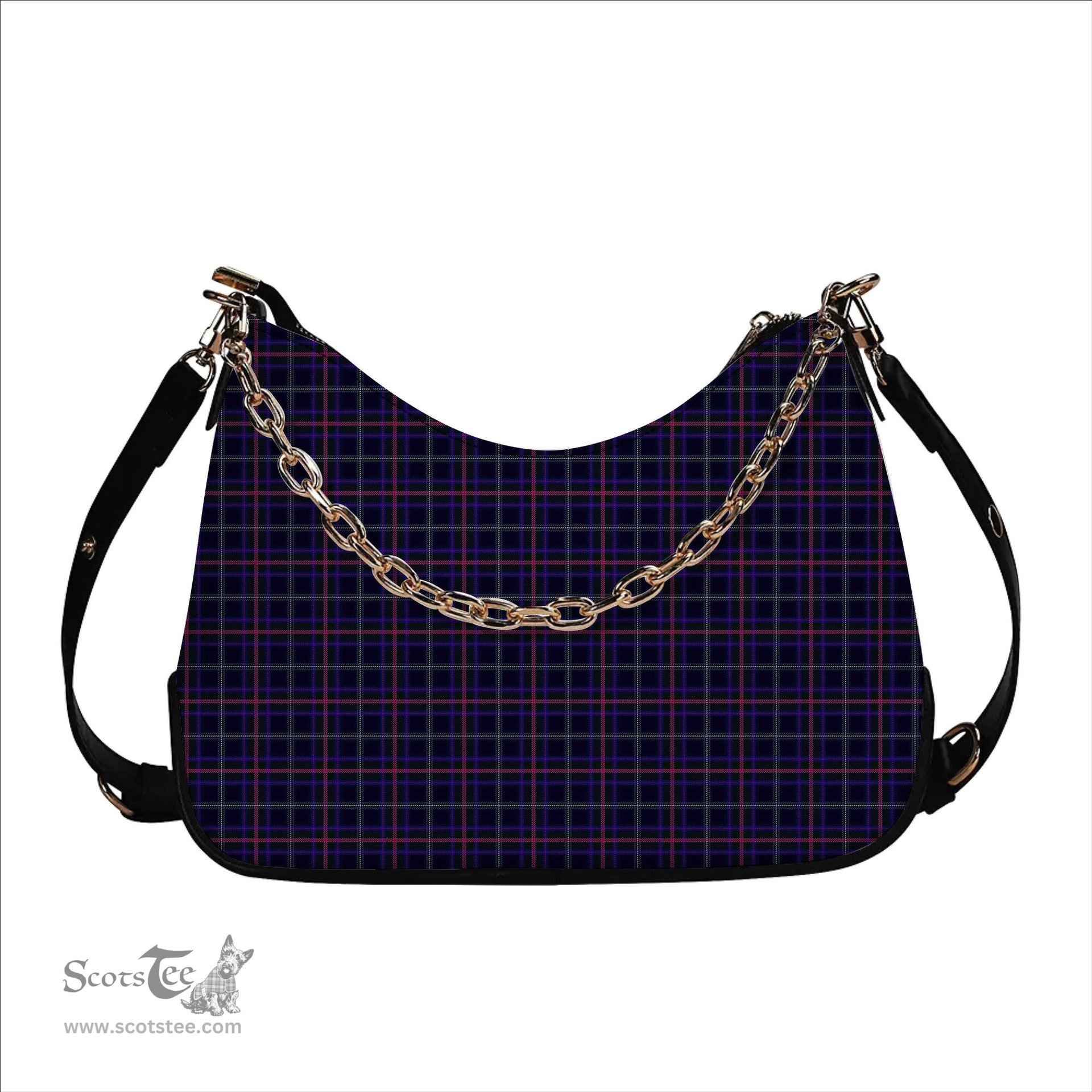 ScotsTee Shop Scottish Fitzgerald Hunting Tartan Handbag Women's Shoulder Bag With Chain