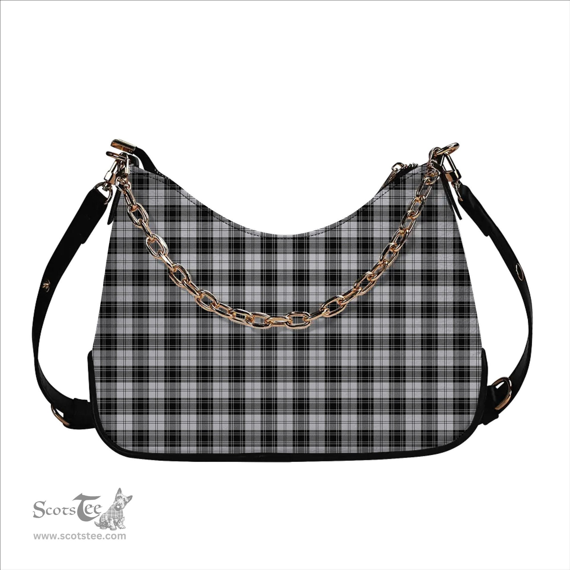 ScotsTee Shop Scottish Douglas Grey Ancient Tartan Handbag Women's Shoulder Bag With Chain