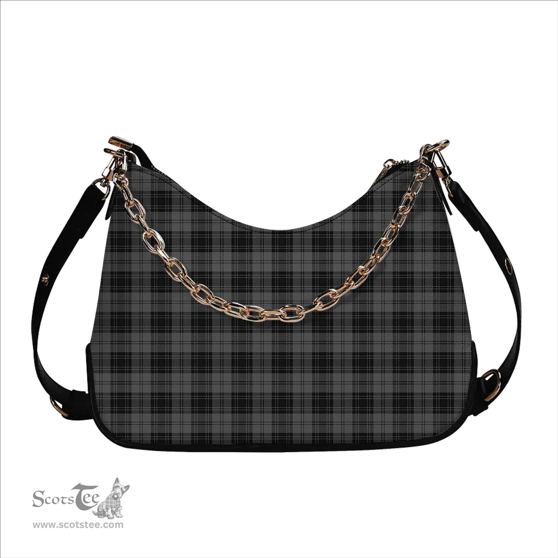 ScotsTee Shop Scottish Douglas Grey Vestiarium Scoticum Tartan Handbag Women's Shoulder Bag With Chain