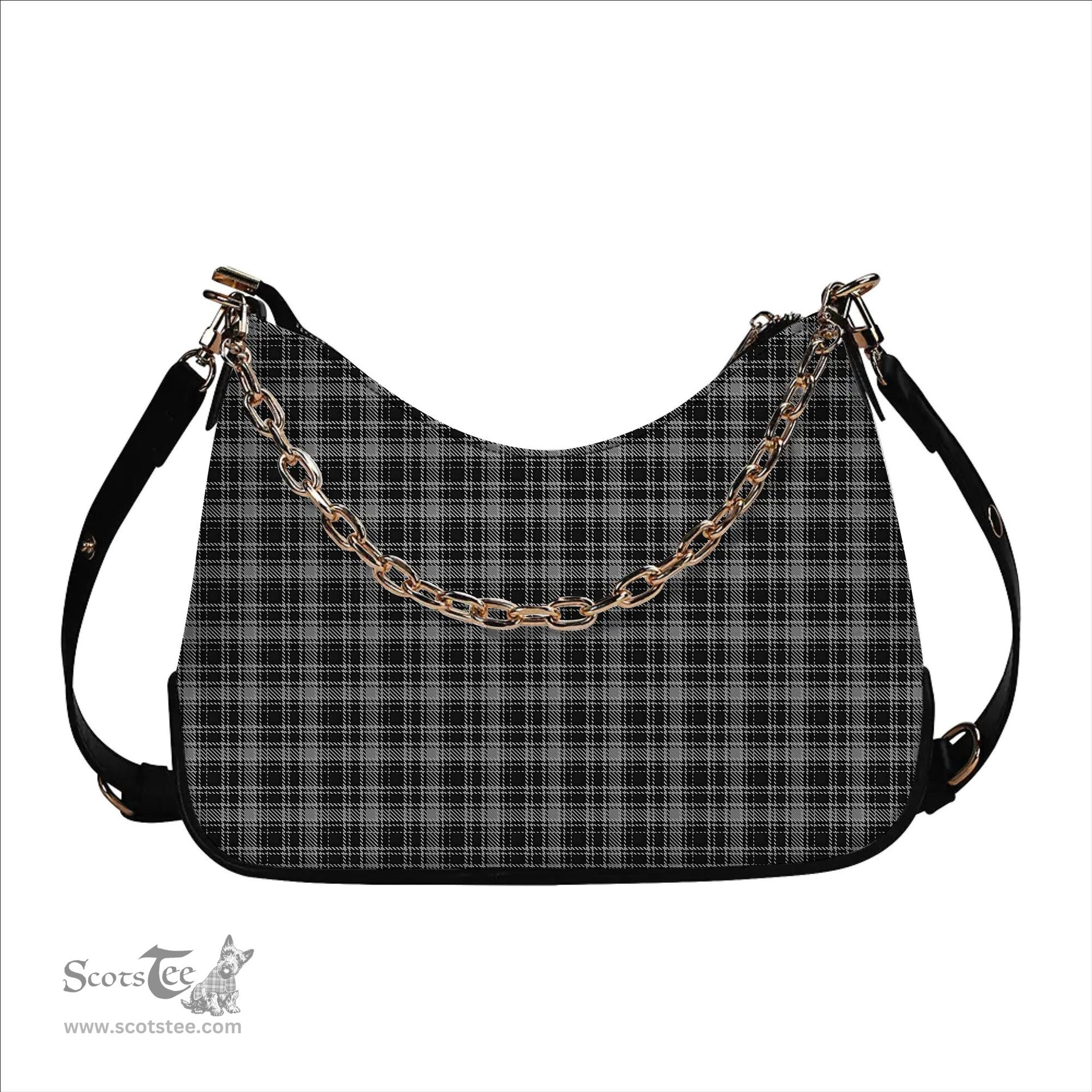 ScotsTee Shop Scottish Drummond Grey Clans Originaux Tartan Handbag Women's Shoulder Bag With Chain