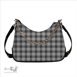 ScotsTee Shop Scottish Douglas Grey Modern Tartan Handbag Women's Shoulder Bag With Chain