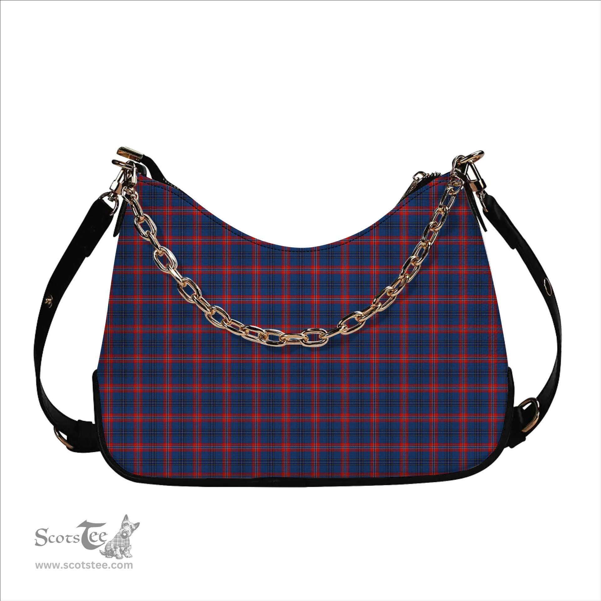 ScotsTee Shop Scottish Dundee University Tartan Handbag Women's Shoulder Bag With Chain