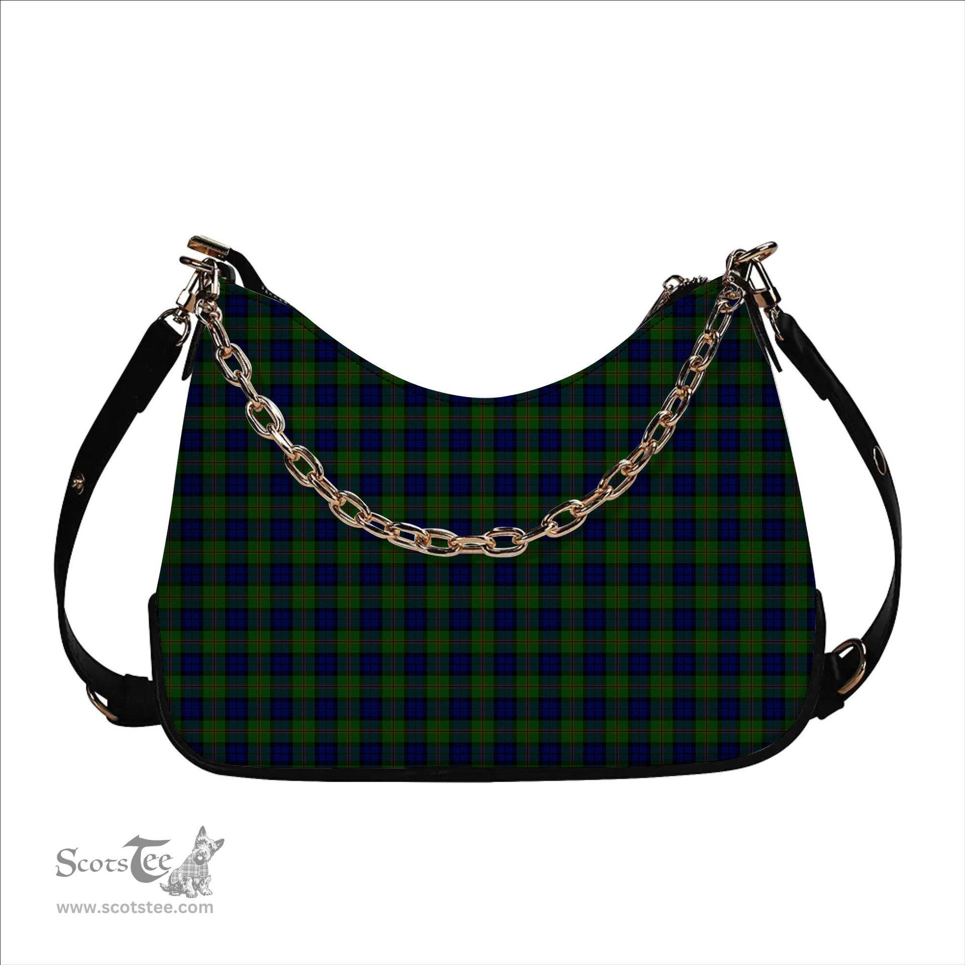ScotsTee Shop Scottish Dundas Modern Tartan Handbag Women's Shoulder Bag With Chain