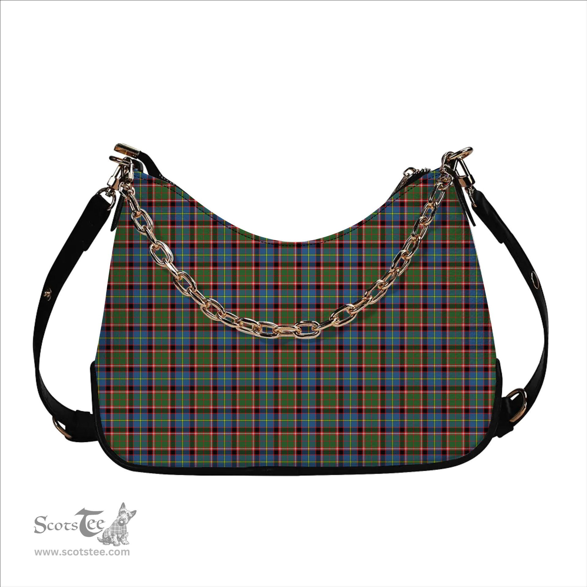 ScotsTee Shop Scottish Glass Tartan Handbag Women's Shoulder Bag With Chain