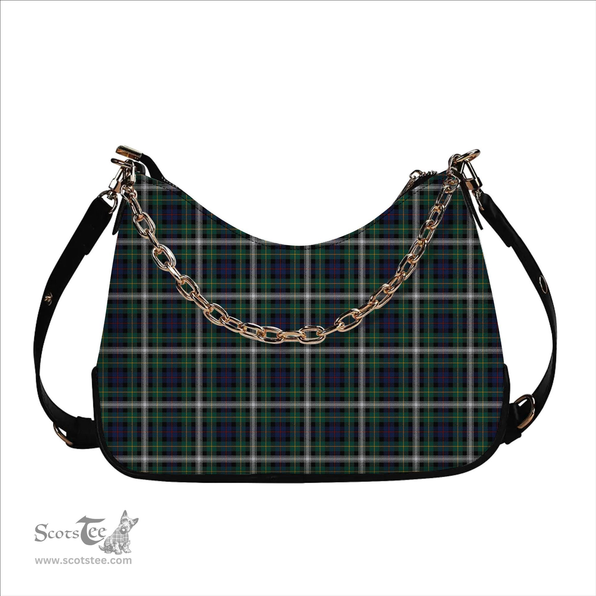 ScotsTee Shop Scottish Farquharson Dress Modern Tartan Handbag Women's Shoulder Bag With Chain