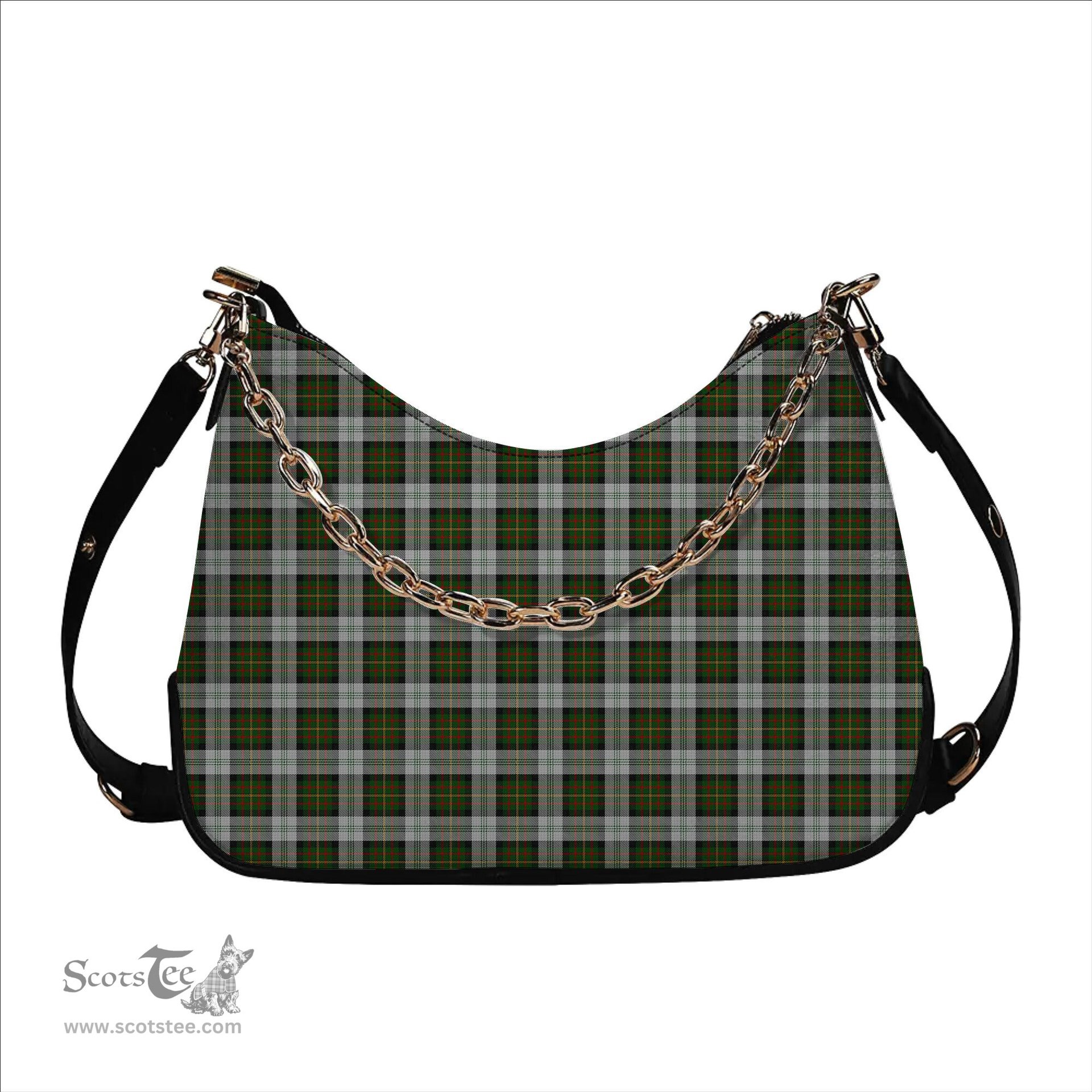 ScotsTee Shop Scottish Gillies Dress Green Tartan Handbag Women's Shoulder Bag With Chain