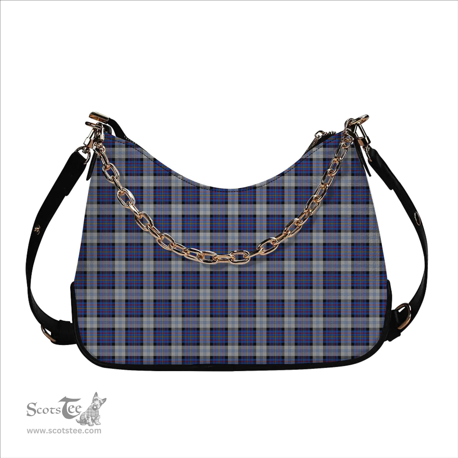 ScotsTee Shop Scottish Gillies Dress Blue Tartan Handbag Women's Shoulder Bag With Chain