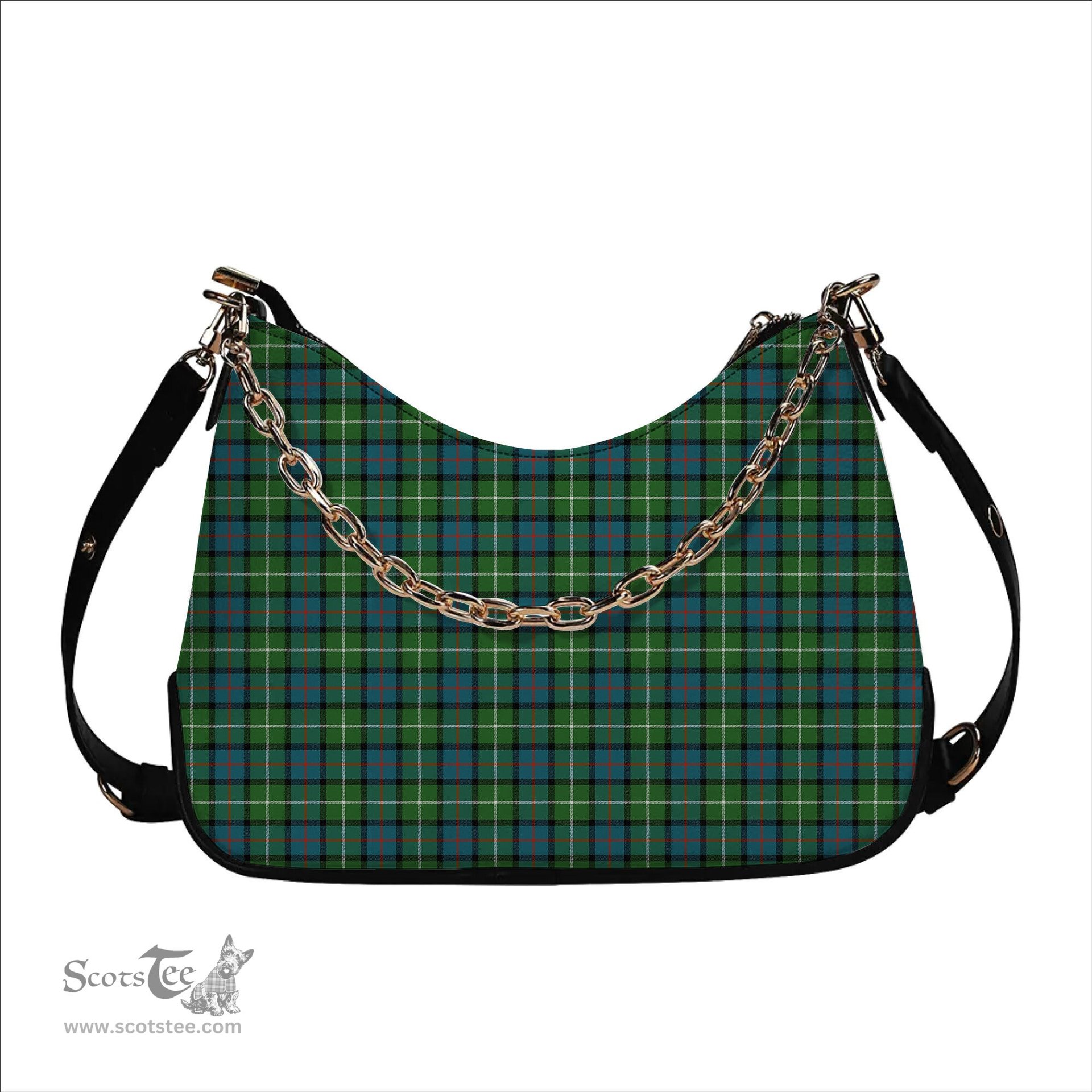 ScotsTee Shop Scottish Davidson of Tulloch Ancient Tartan Handbag Women's Shoulder Bag With Chain