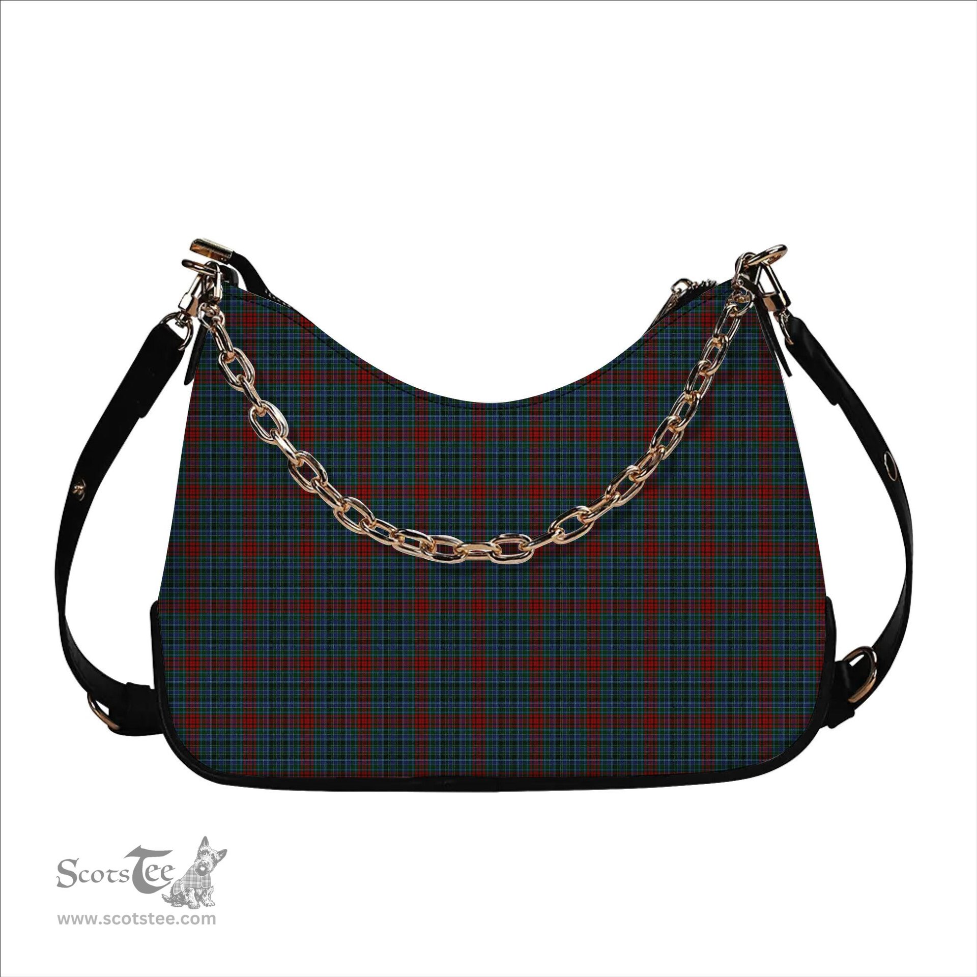 ScotsTee Shop Scottish Gordon 3 Tartan Handbag Women's Shoulder Bag With Chain