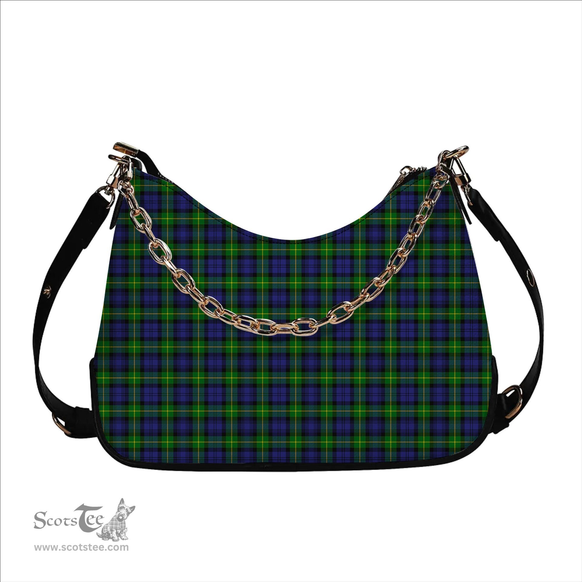 ScotsTee Shop Scottish Gordon Modern Tartan Handbag Women's Shoulder Bag With Chain