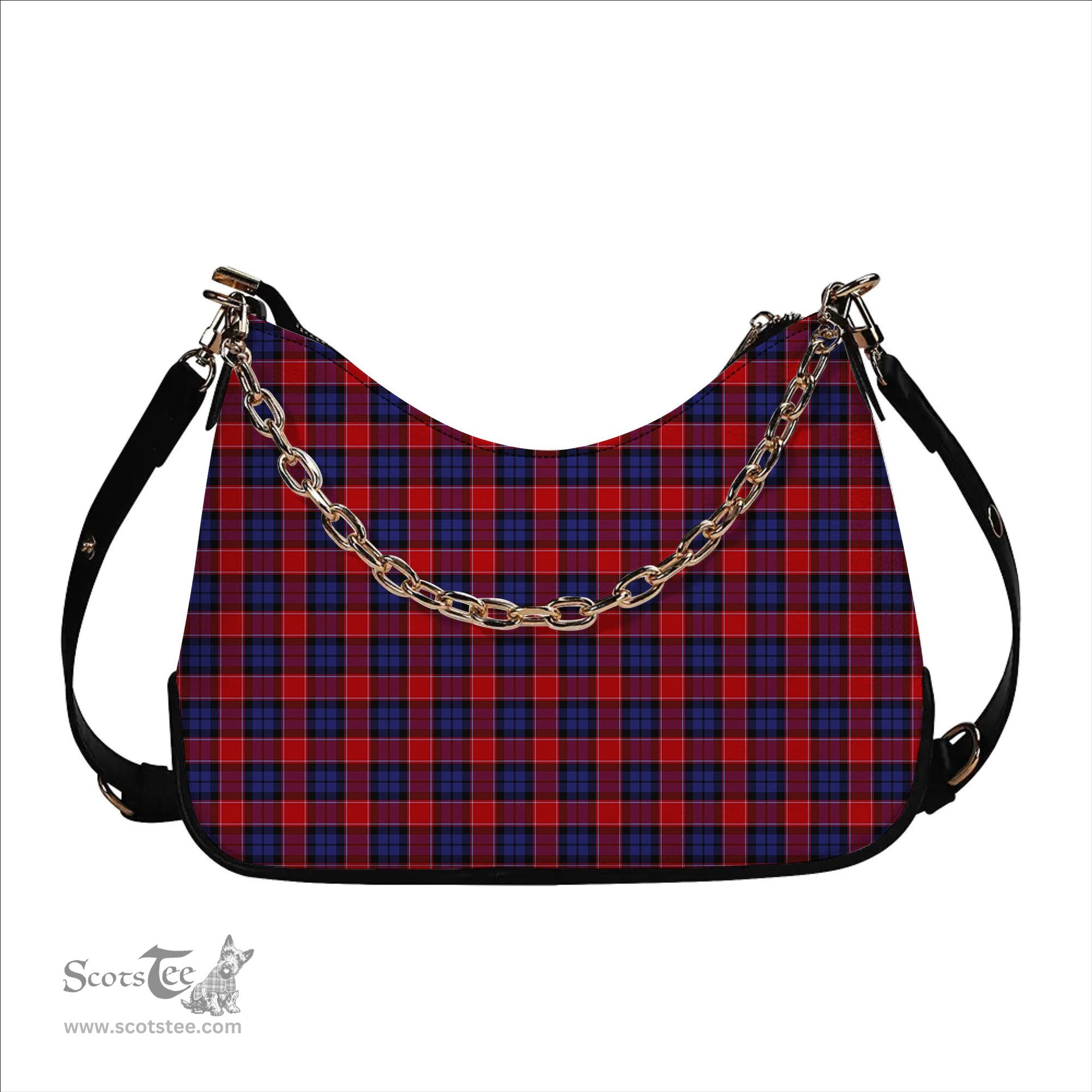ScotsTee Shop Scottish Graham of Menteith Red Tartan Handbag Women's Shoulder Bag With Chain