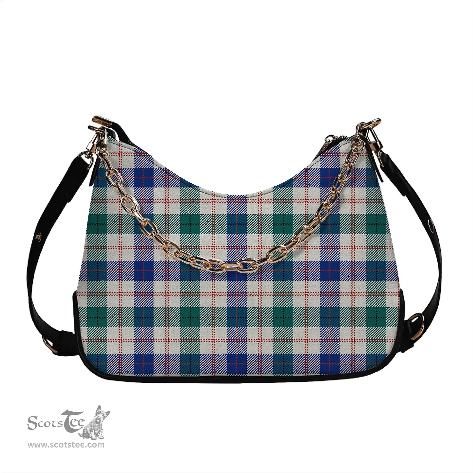 ScotsTee Shop Scottish Guthrie Dress Modern Tartan Handbag Women's Shoulder Bag With Chain