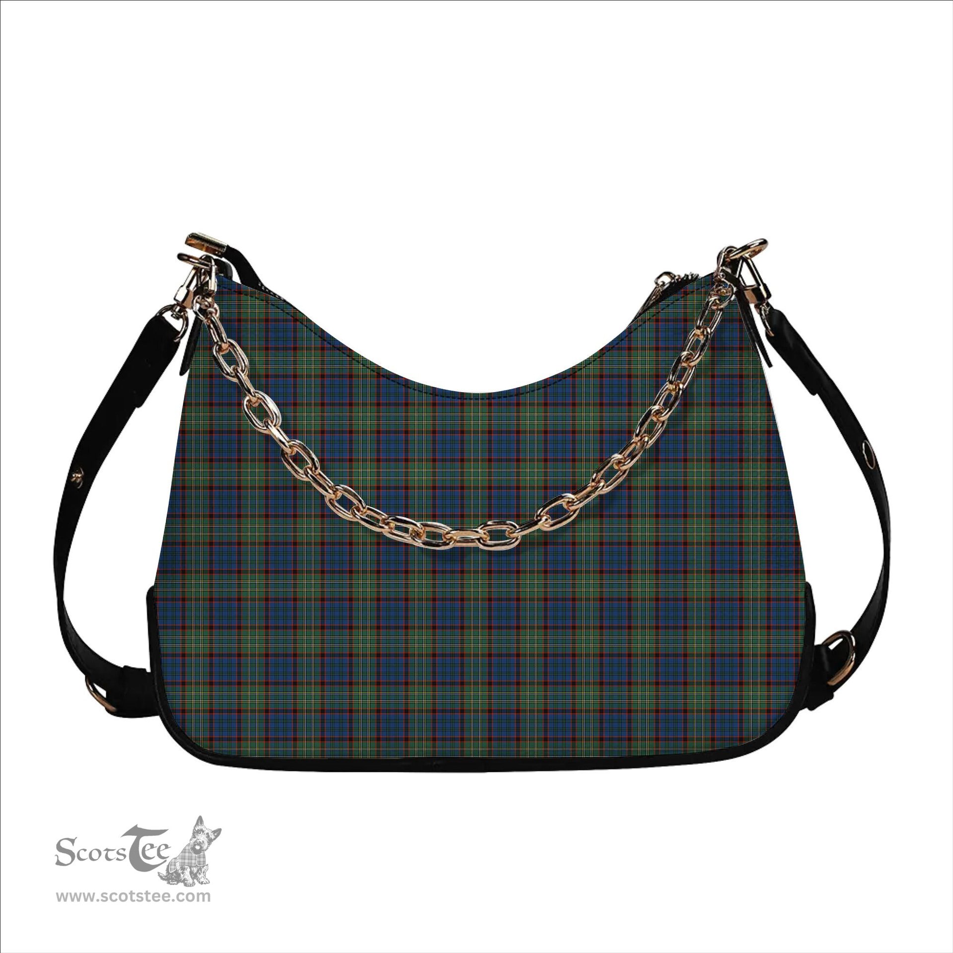 ScotsTee Shop Scottish Nicolson Hunting Ancient Tartan Handbag Women's Shoulder Bag With Chain