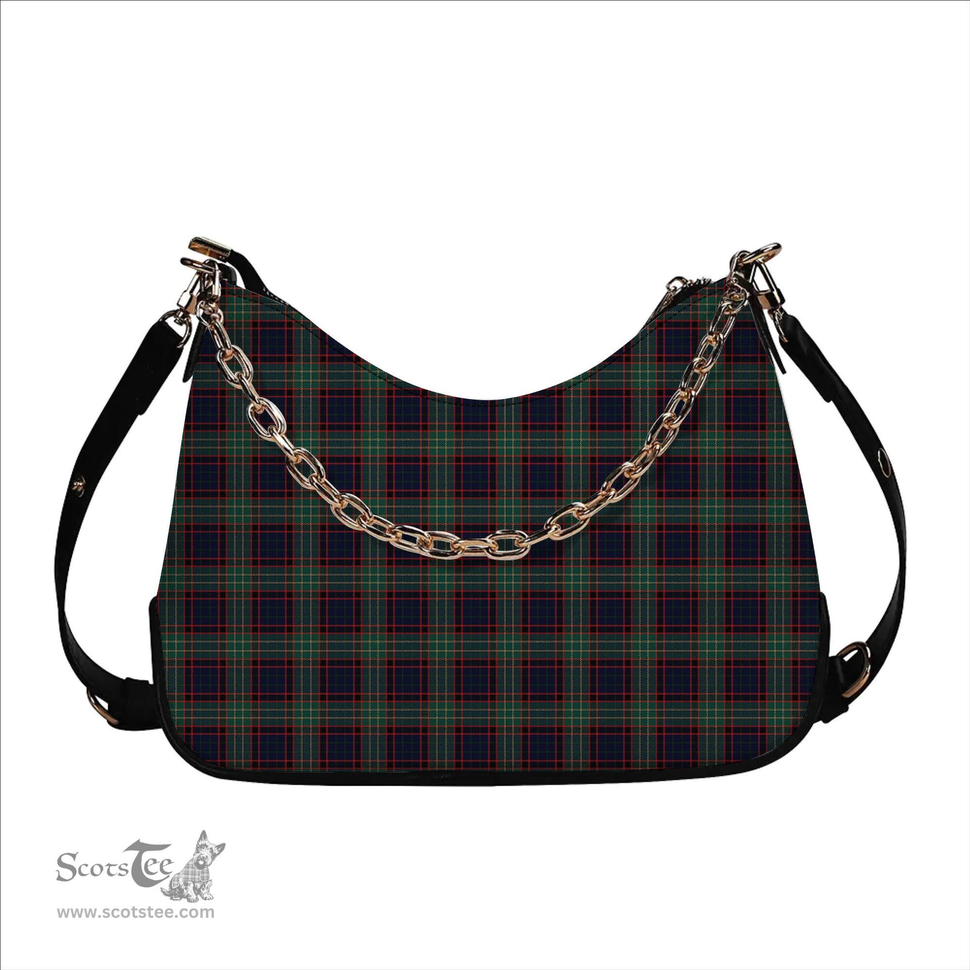 ScotsTee Shop Scottish McNicol Hunting Modern Tartan Handbag Women's Shoulder Bag With Chain