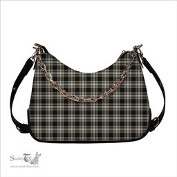 ScotsTee Shop Scottish Menzies Black & White Ancient Tartan Handbag Women's Shoulder Bag With Chain