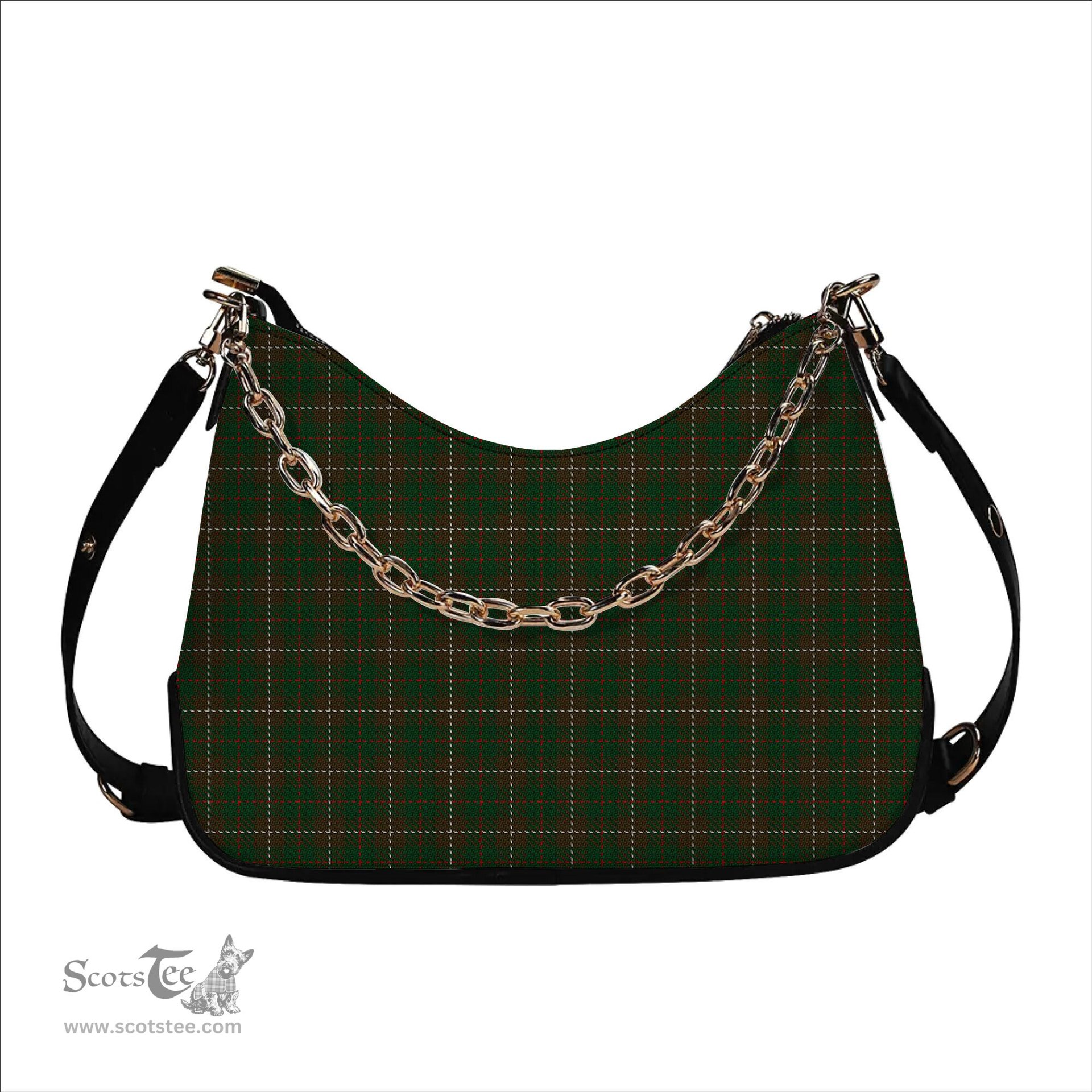 ScotsTee Shop Scottish MacKinnon Hunting 2 Tartan Handbag Women's Shoulder Bag With Chain