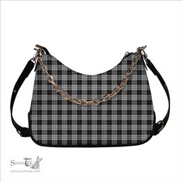 ScotsTee Shop Scottish McLeod Black and White Tartan Handbag Women's Shoulder Bag With Chain