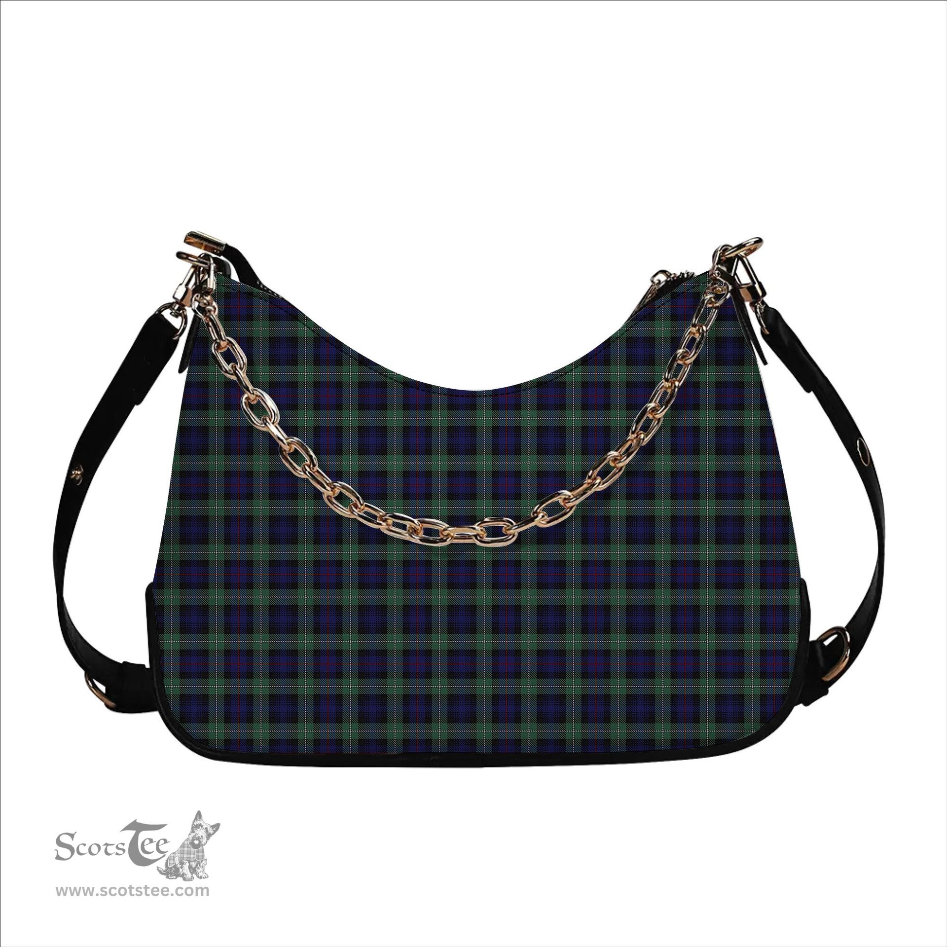 ScotsTee Shop Scottish McKenzie Hunting Green Tartan Handbag Women's Shoulder Bag With Chain