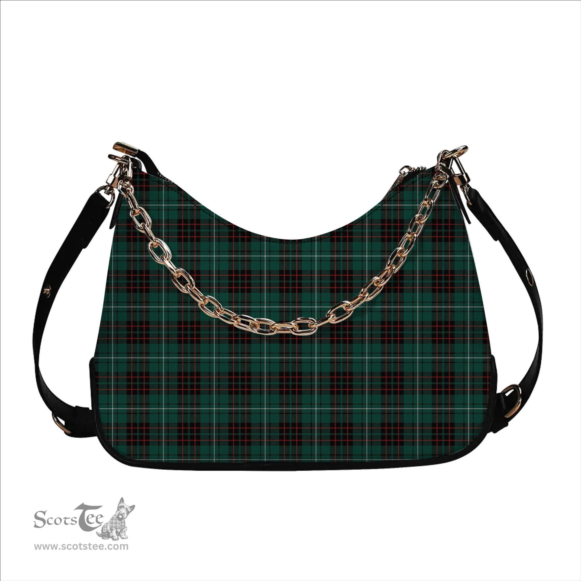 ScotsTee Shop Scottish McAuley of Lewis Modern Tartan Handbag Women's Shoulder Bag With Chain