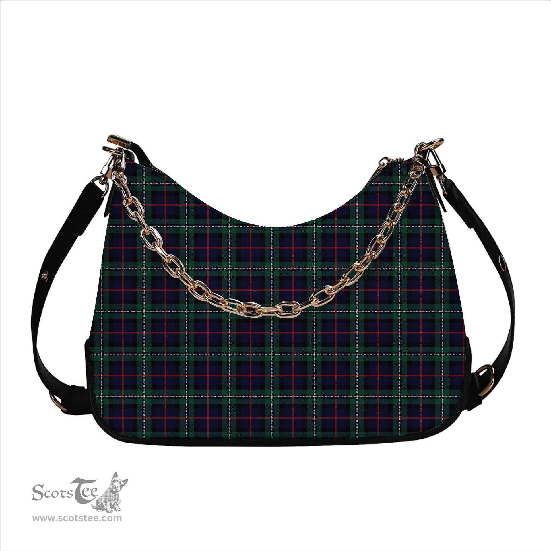ScotsTee Shop Scottish McPhail Hunting Modern Tartan Handbag Women's Shoulder Bag With Chain