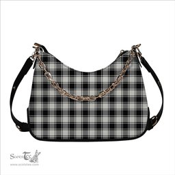 ScotsTee Shop Scottish MacFie Black & White Ancient Tartan Handbag Women's Shoulder Bag With Chain