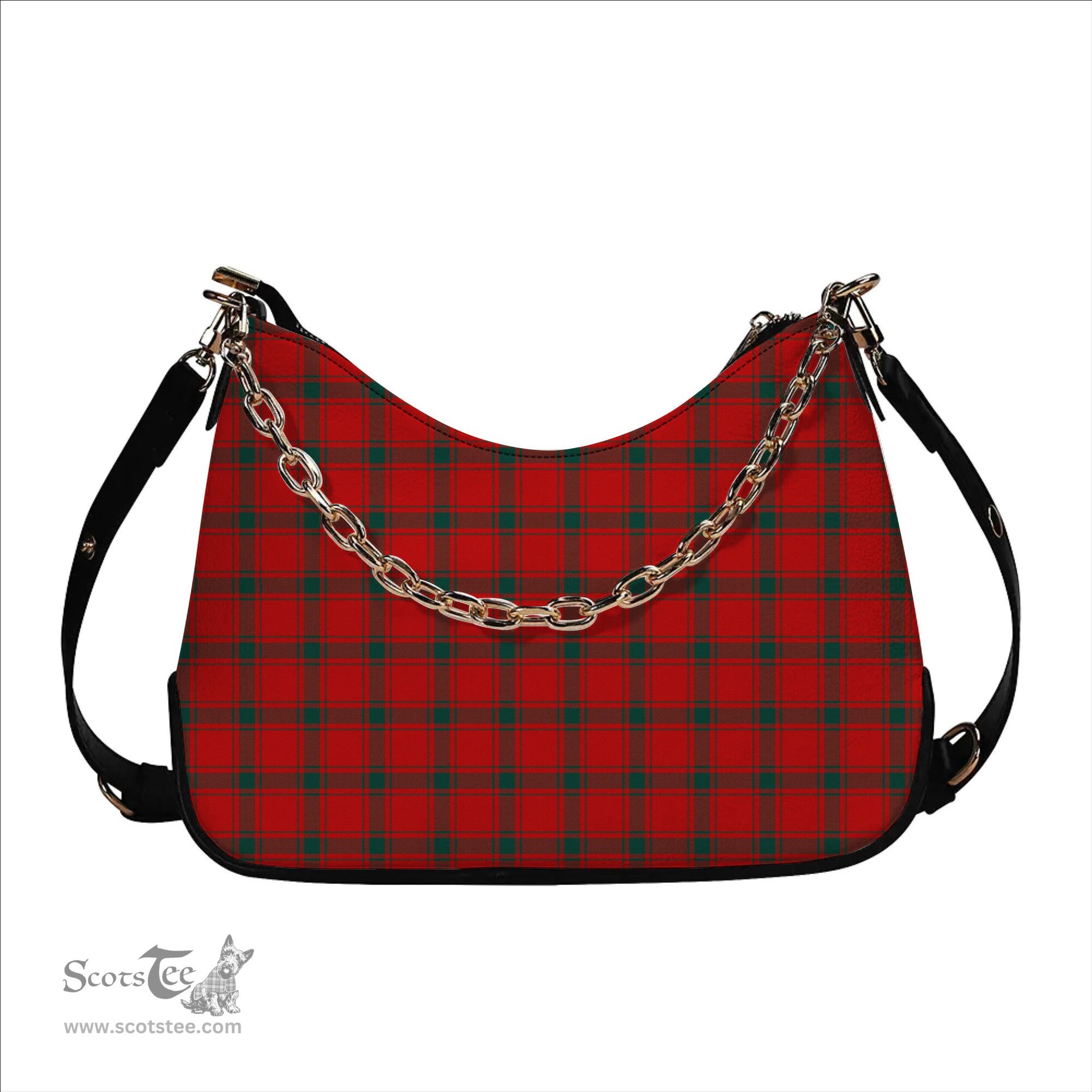 ScotsTee Shop Scottish McDonald of Sleat Modern Tartan Handbag Women's Shoulder Bag With Chain