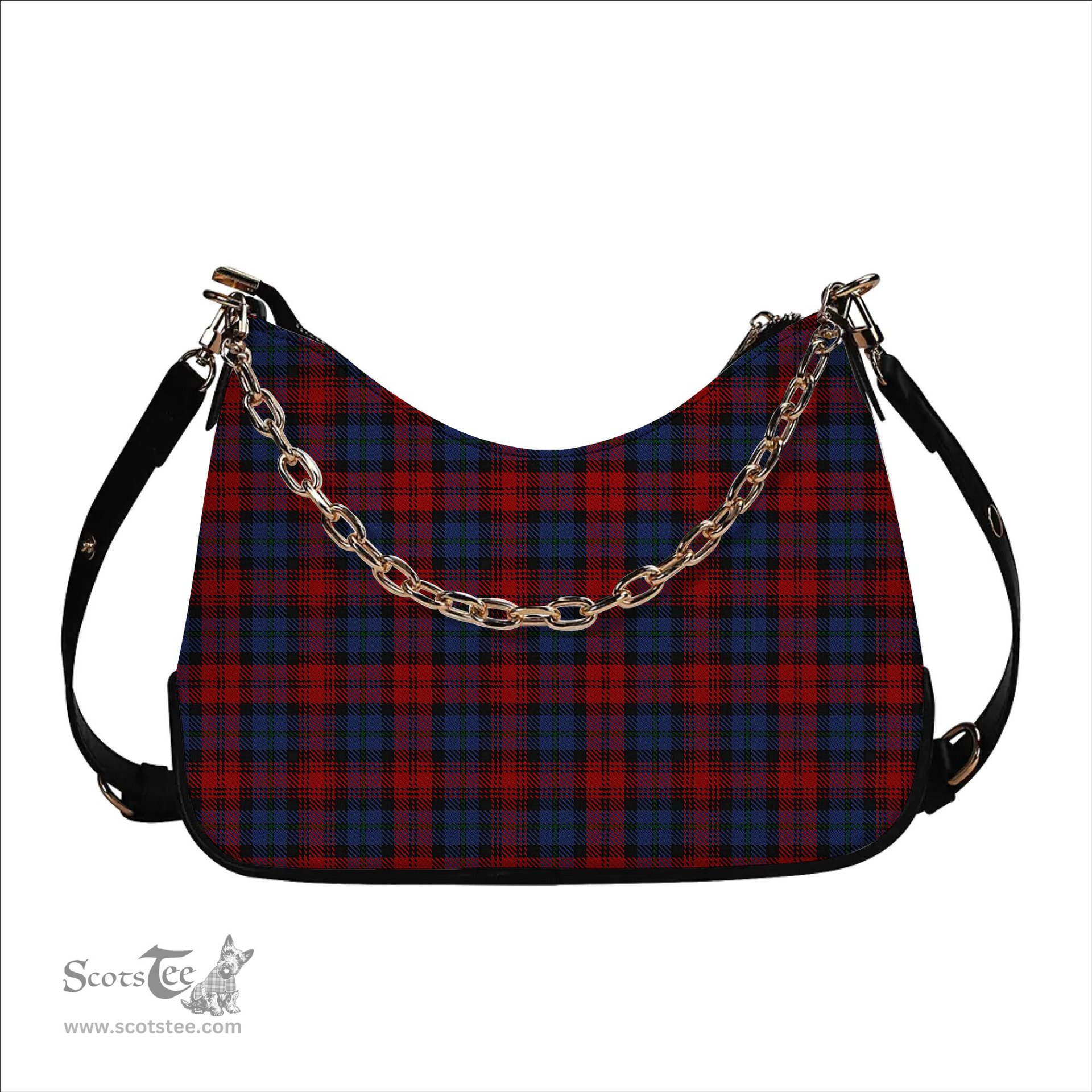 ScotsTee Shop Scottish McLachlan Modern Tartan Handbag Women's Shoulder Bag With Chain