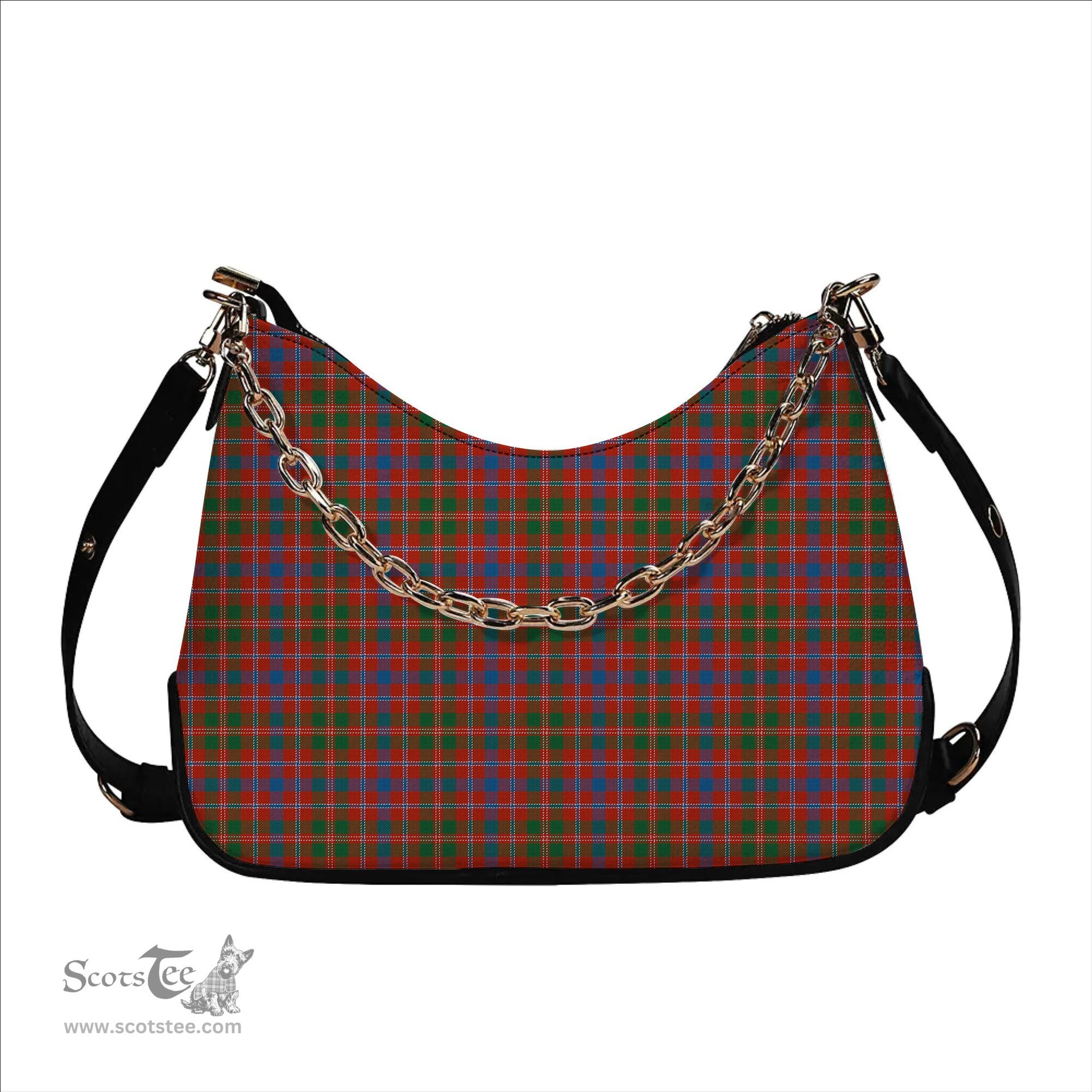 ScotsTee Shop Scottish McDonald of Glenaladale Ancient Tartan Handbag Women's Shoulder Bag With Chain