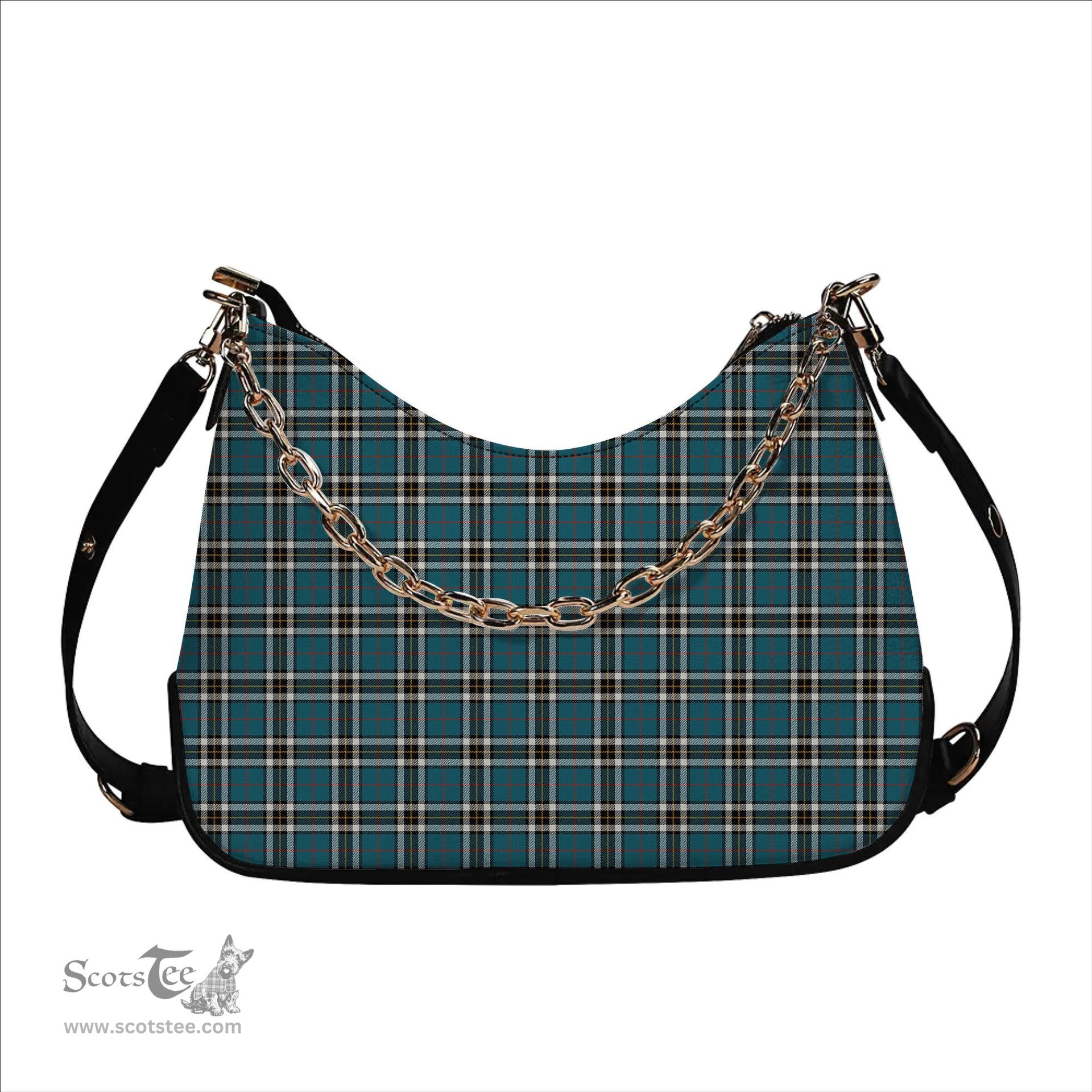 ScotsTee Shop Scottish MacThomas Blue Ancient Tartan Handbag Women's Shoulder Bag With Chain