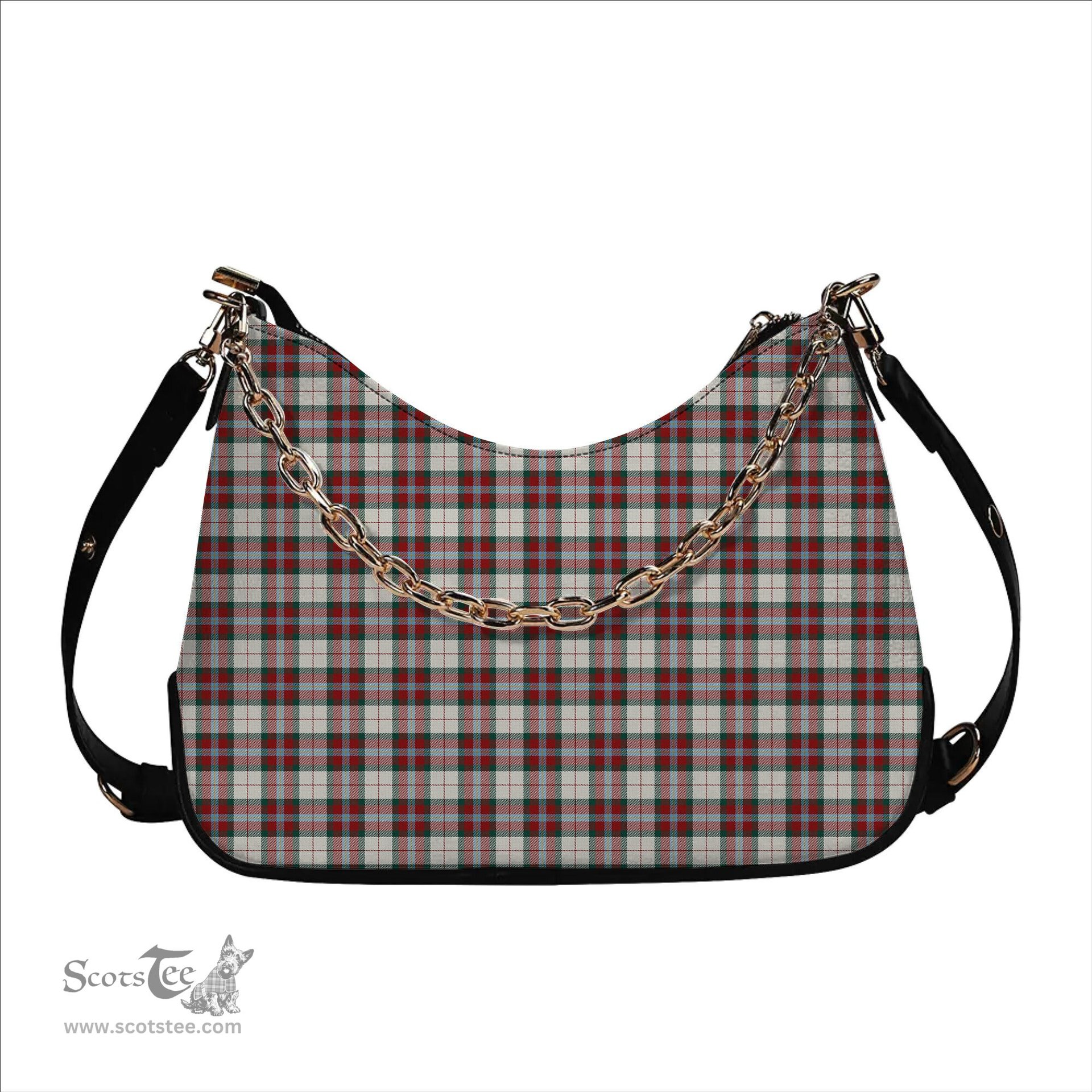 ScotsTee Shop Scottish MacLean Dress Modern Tartan Handbag Women's Shoulder Bag With Chain