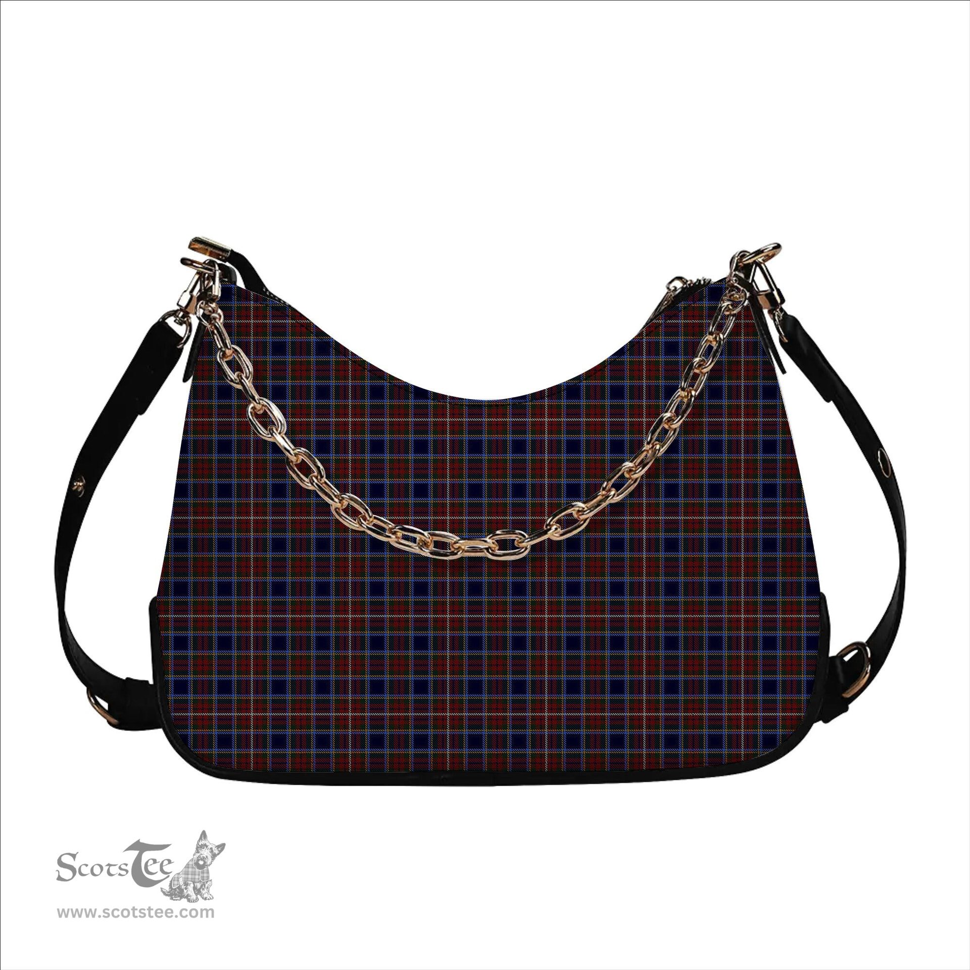 ScotsTee Shop Scottish Moon Georgia USA Tartan Handbag Women's Shoulder Bag With Chain