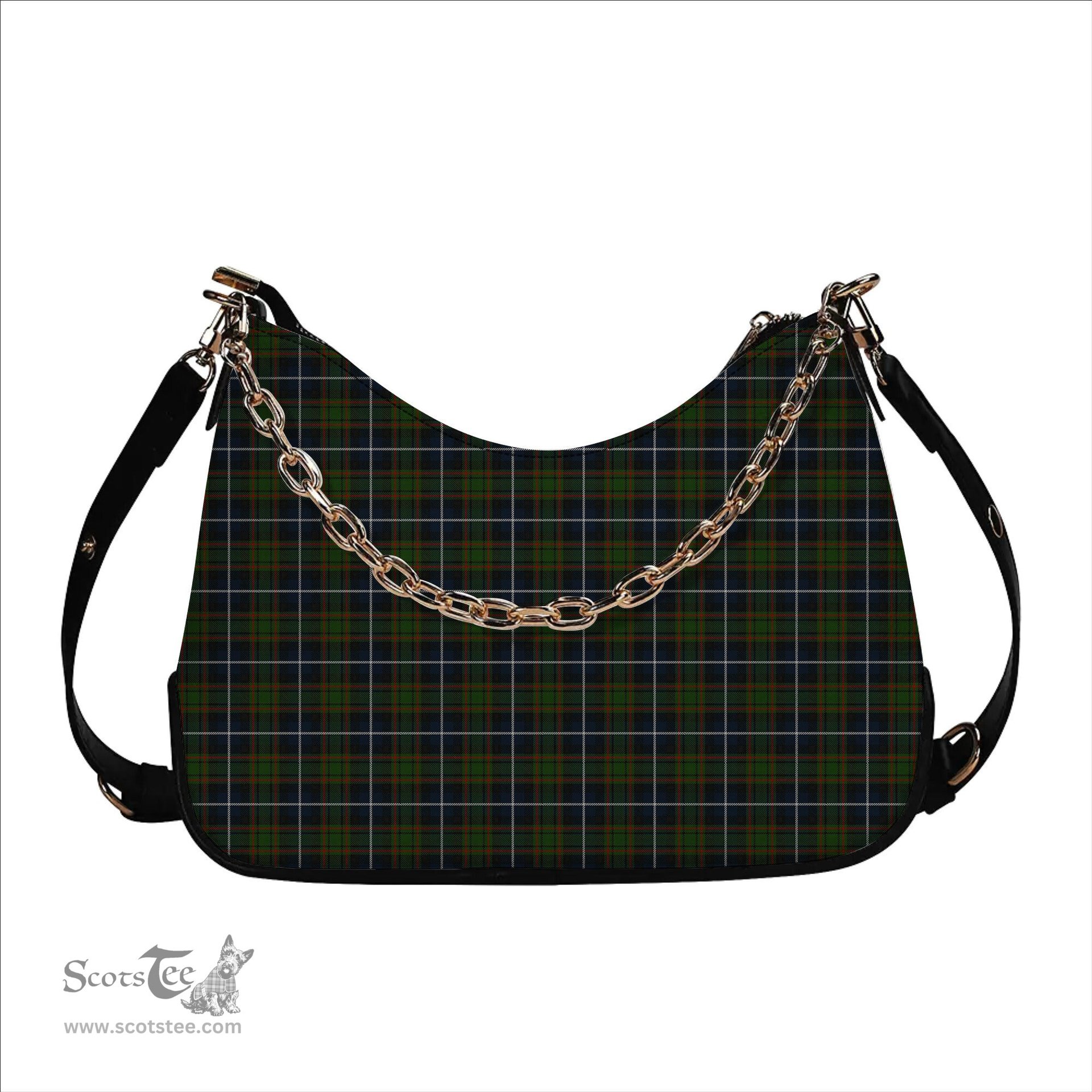 ScotsTee Shop Scottish McRae Hunting Tartan Handbag Women's Shoulder Bag With Chain