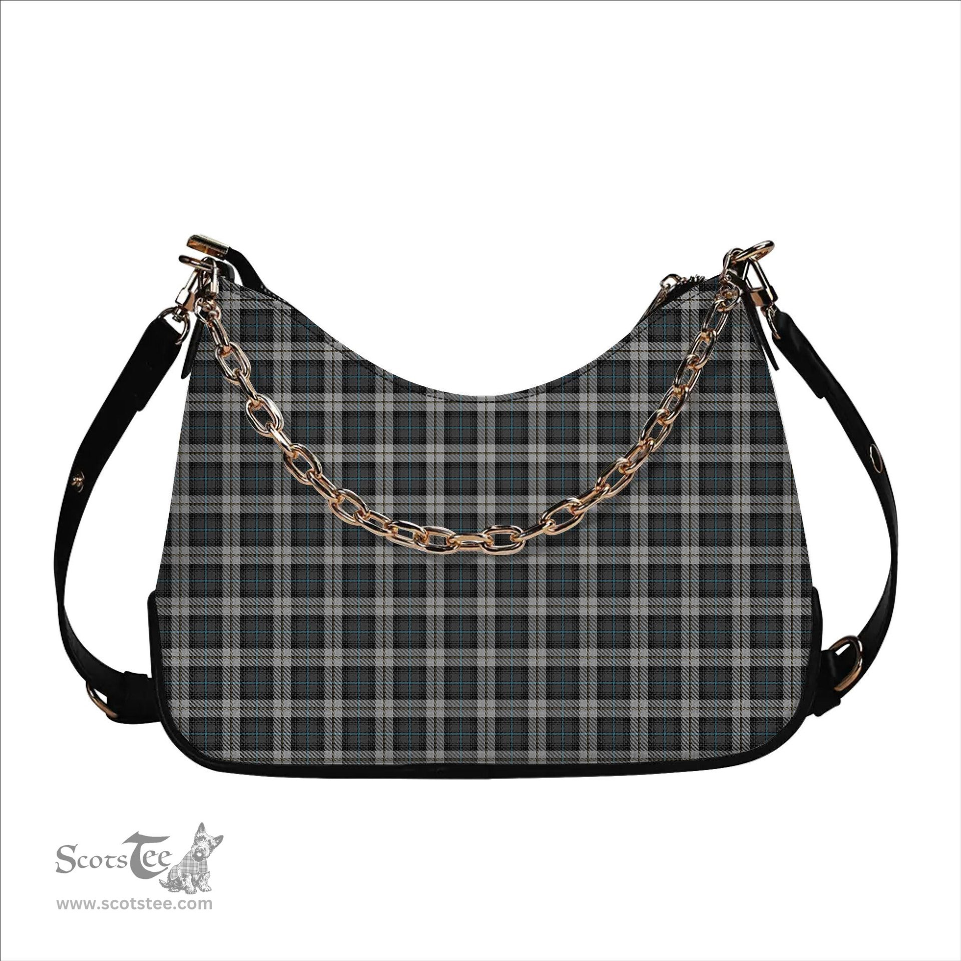 ScotsTee Shop Scottish McCandlish Arisaid Grey Tartan Handbag Women's Shoulder Bag With Chain